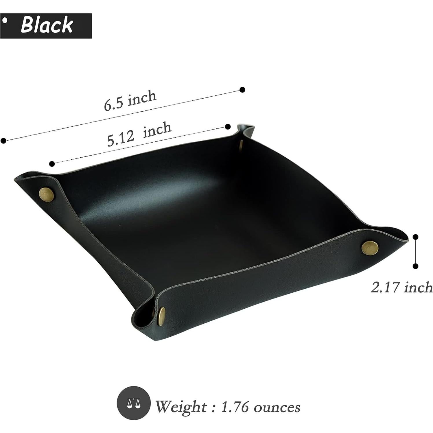 Bandeja de Valet Banugo de Cuero PU Plegable Negra 20x20cm