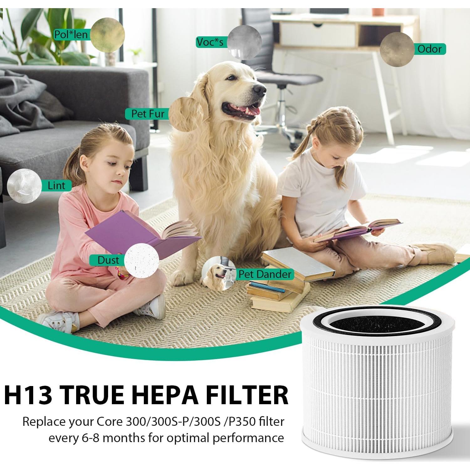 Filtro de Reemplazo H13 HEPA LMEDIT para Purificador Levoit Core 300 - Paquete de 2