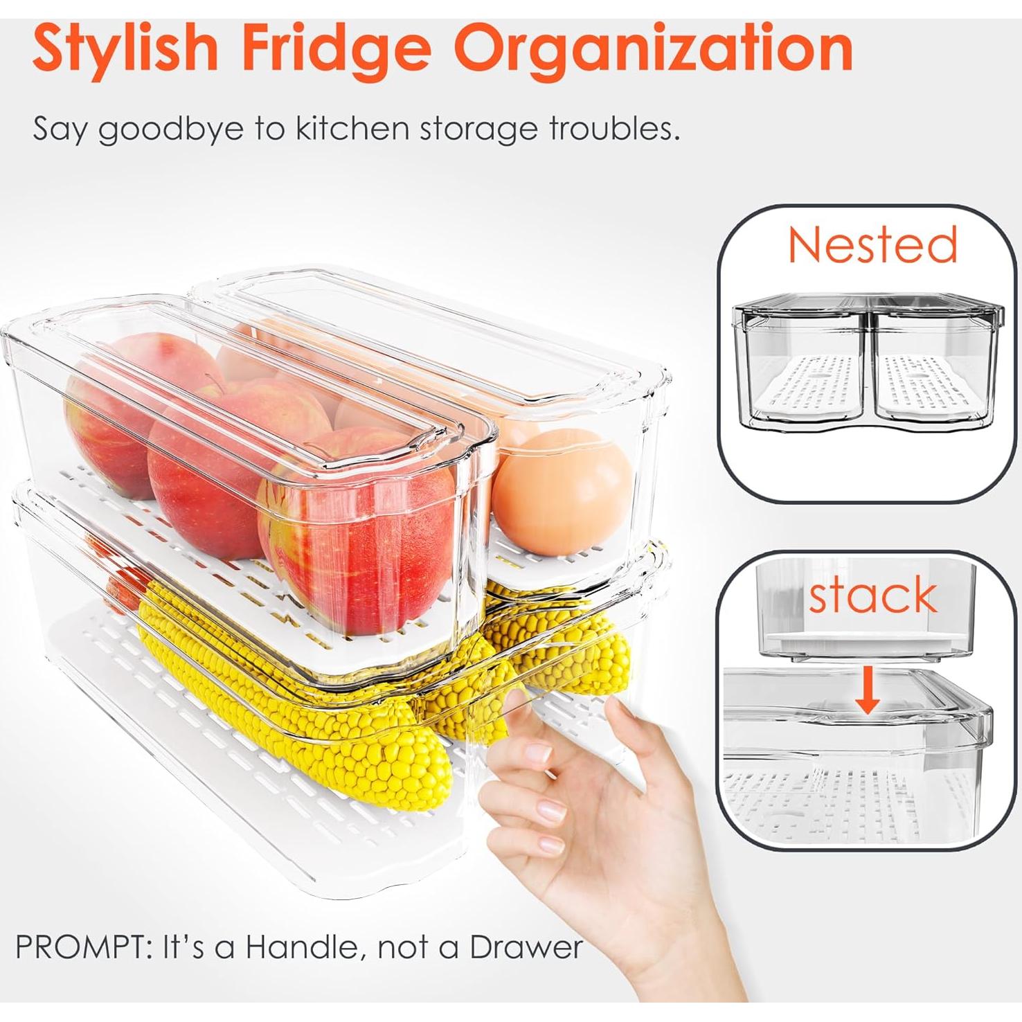 Organizadores de Nevera SMRCAD - 6 Contenedores Transparentes