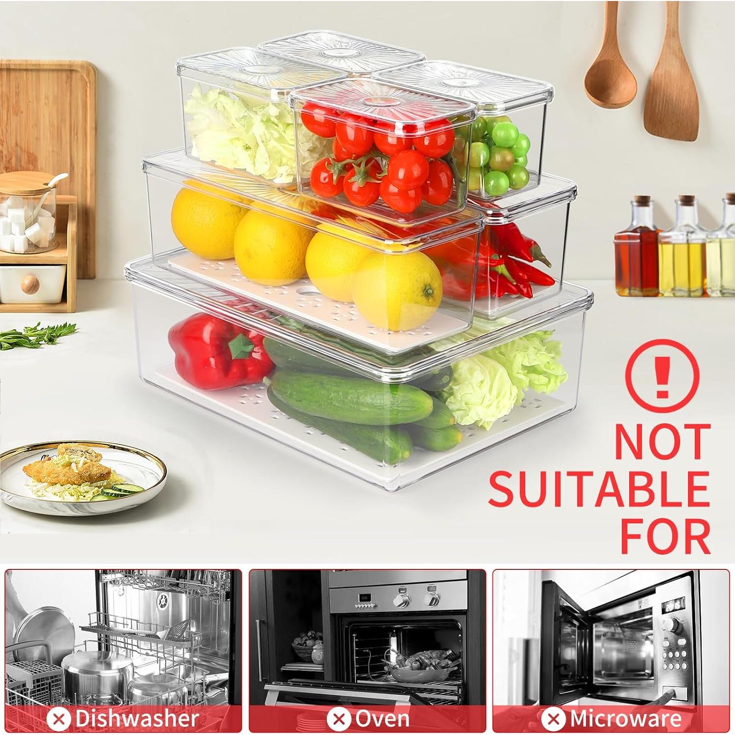 13 Organizadores de Refrigerador CANTAMI, Plástico Transparente, Apilables