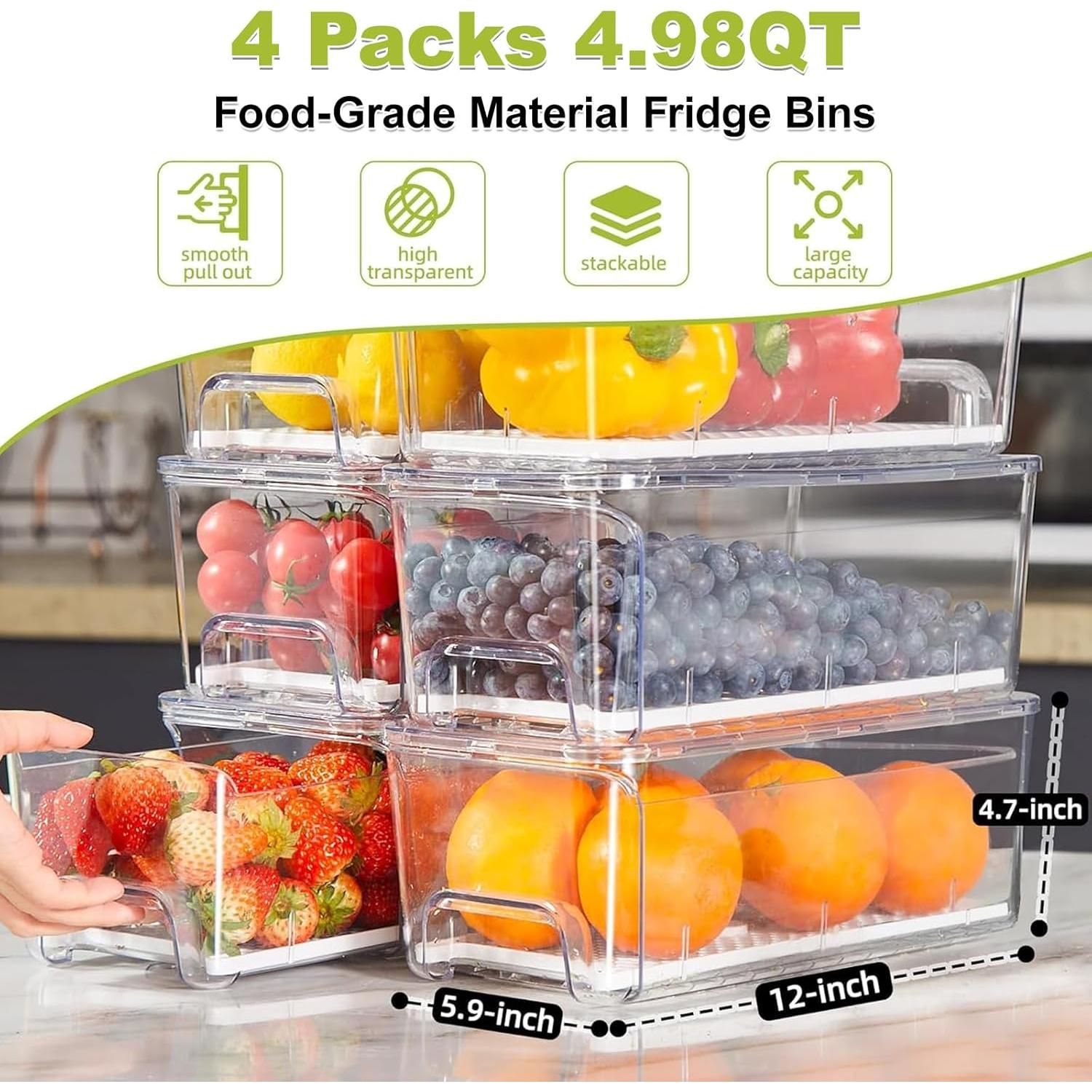 Organizadores de Refrigerador Brippo - Set de 4 Cajones Apilables