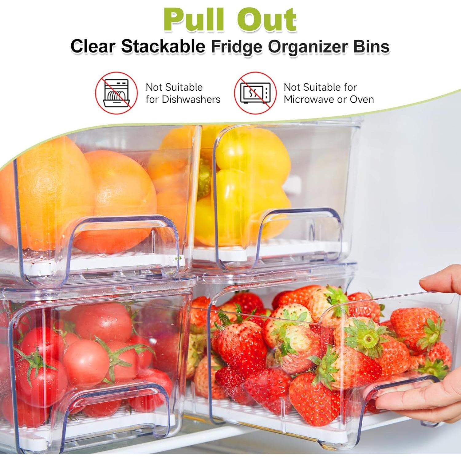 Organizadores de Refrigerador Brippo - Set de 4 Cajones Apilables