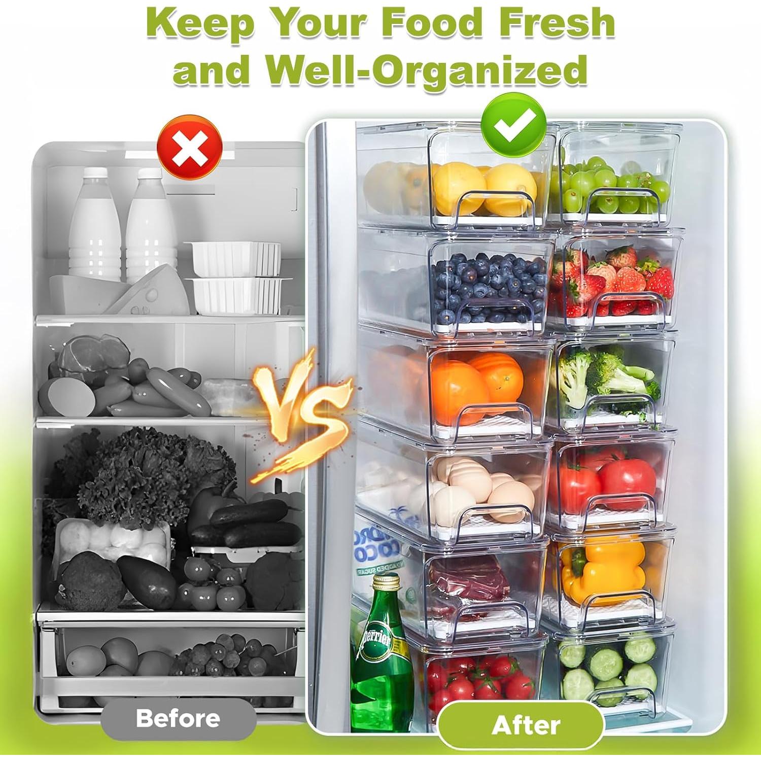 Organizadores de Refrigerador Brippo - Set de 4 Cajones Apilables