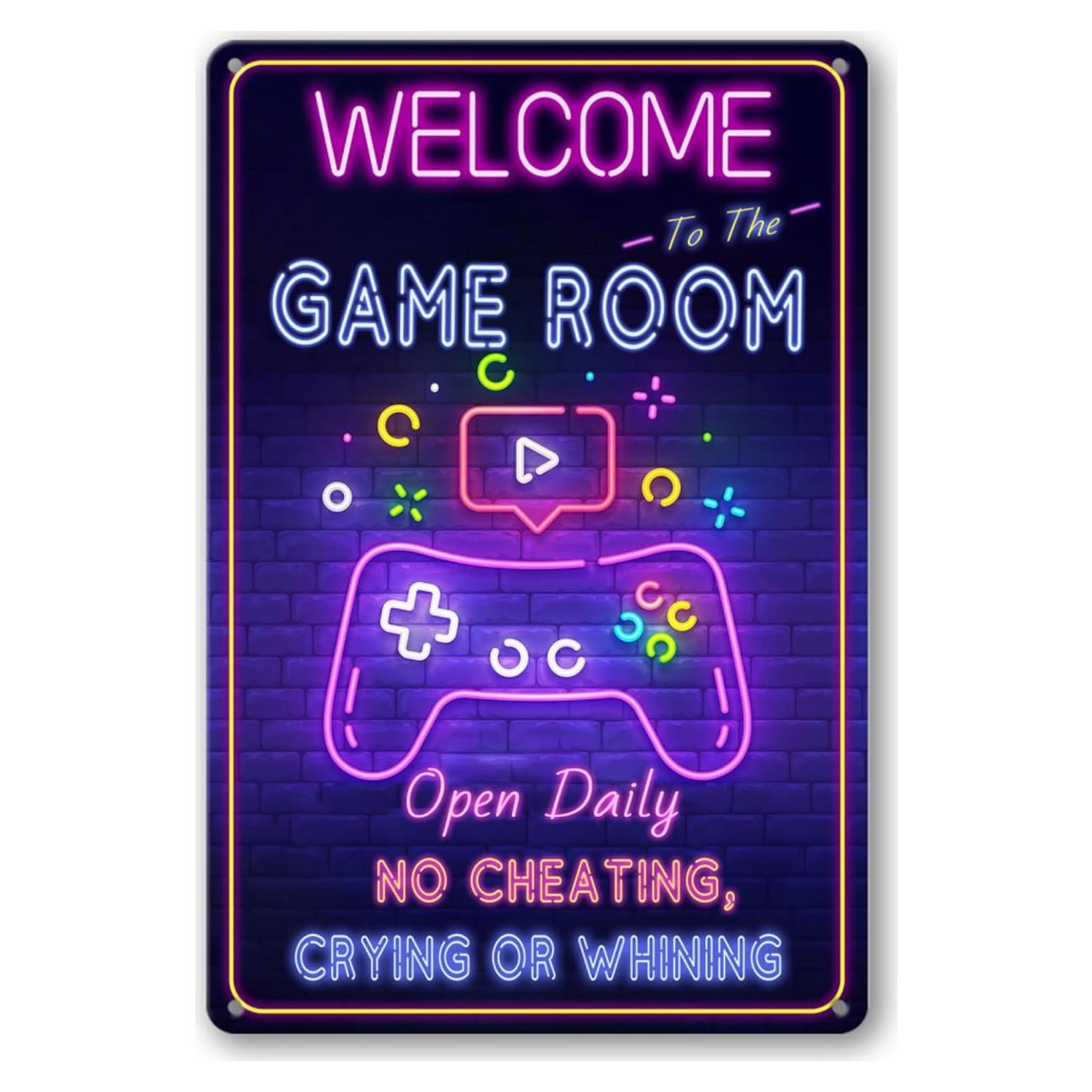 Cartel de Metal Bienvenido a la Sala de Juegos Ykfss 30x20 cm