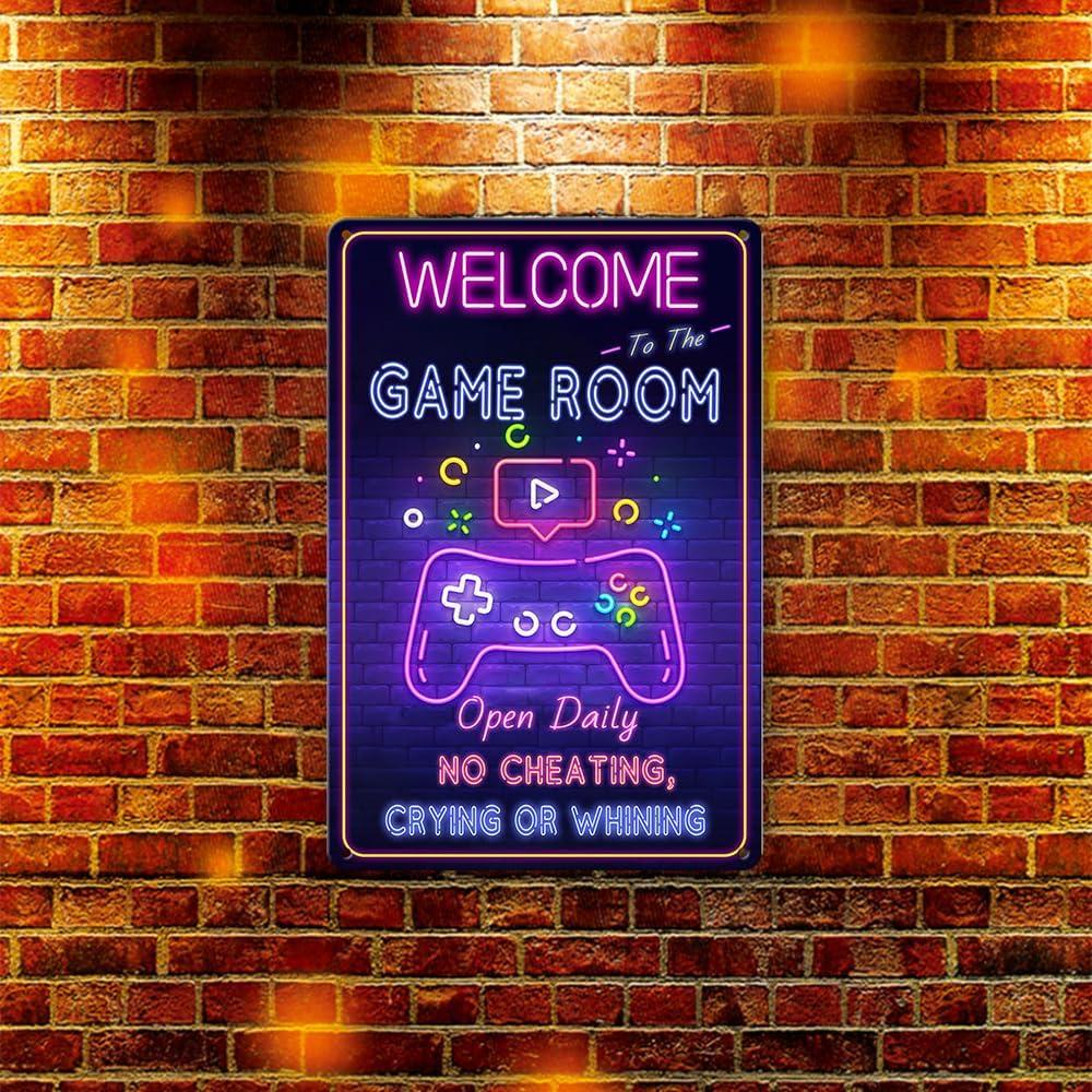 Cartel de Metal Bienvenido a la Sala de Juegos Ykfss 30x20 cm