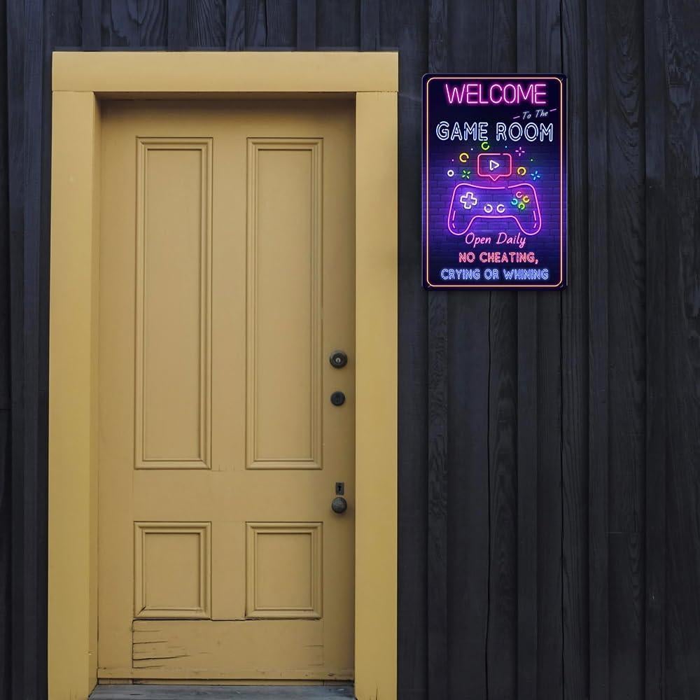 Cartel de Metal Bienvenido a la Sala de Juegos Ykfss 30x20 cm