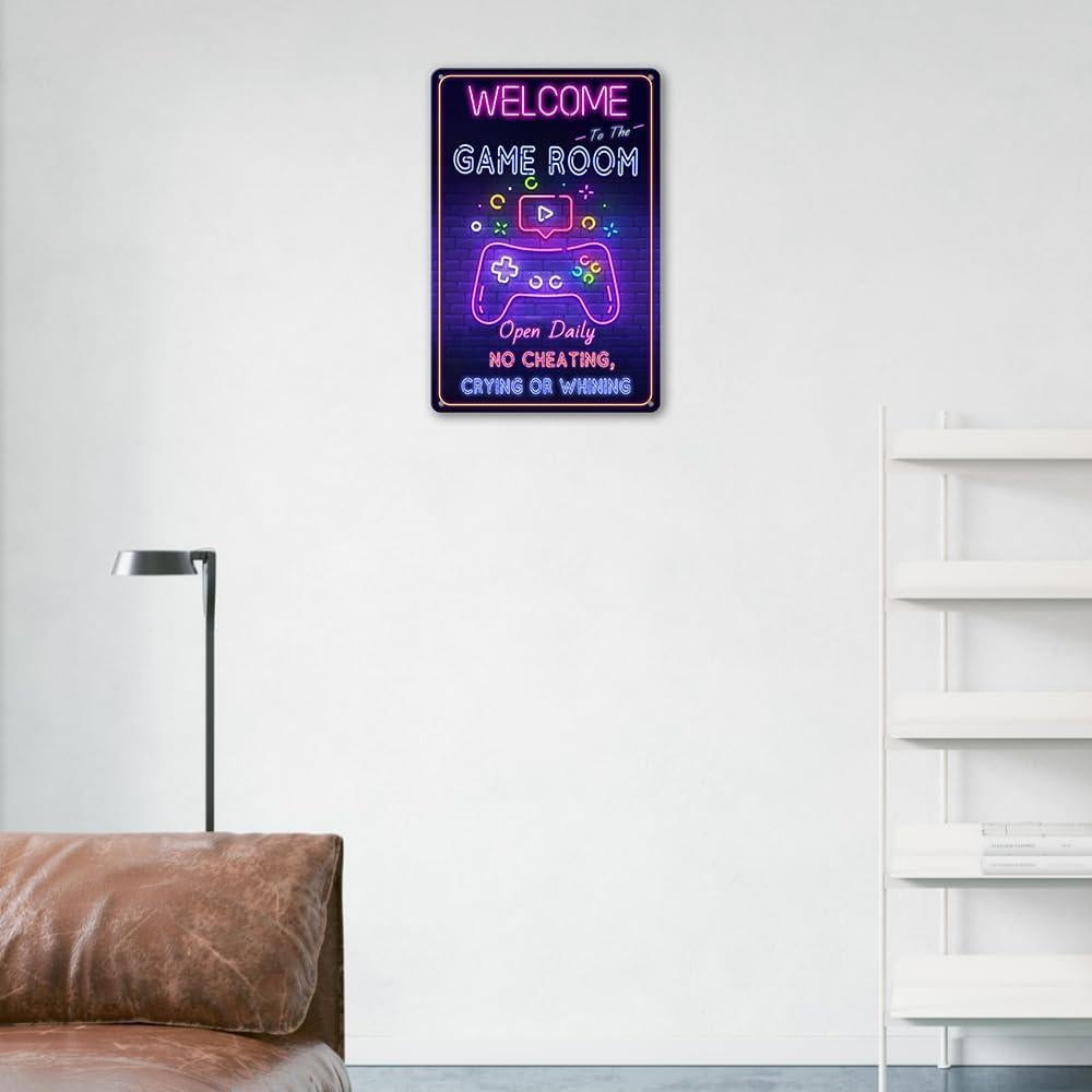 Cartel de Metal Bienvenido a la Sala de Juegos Ykfss 30x20 cm