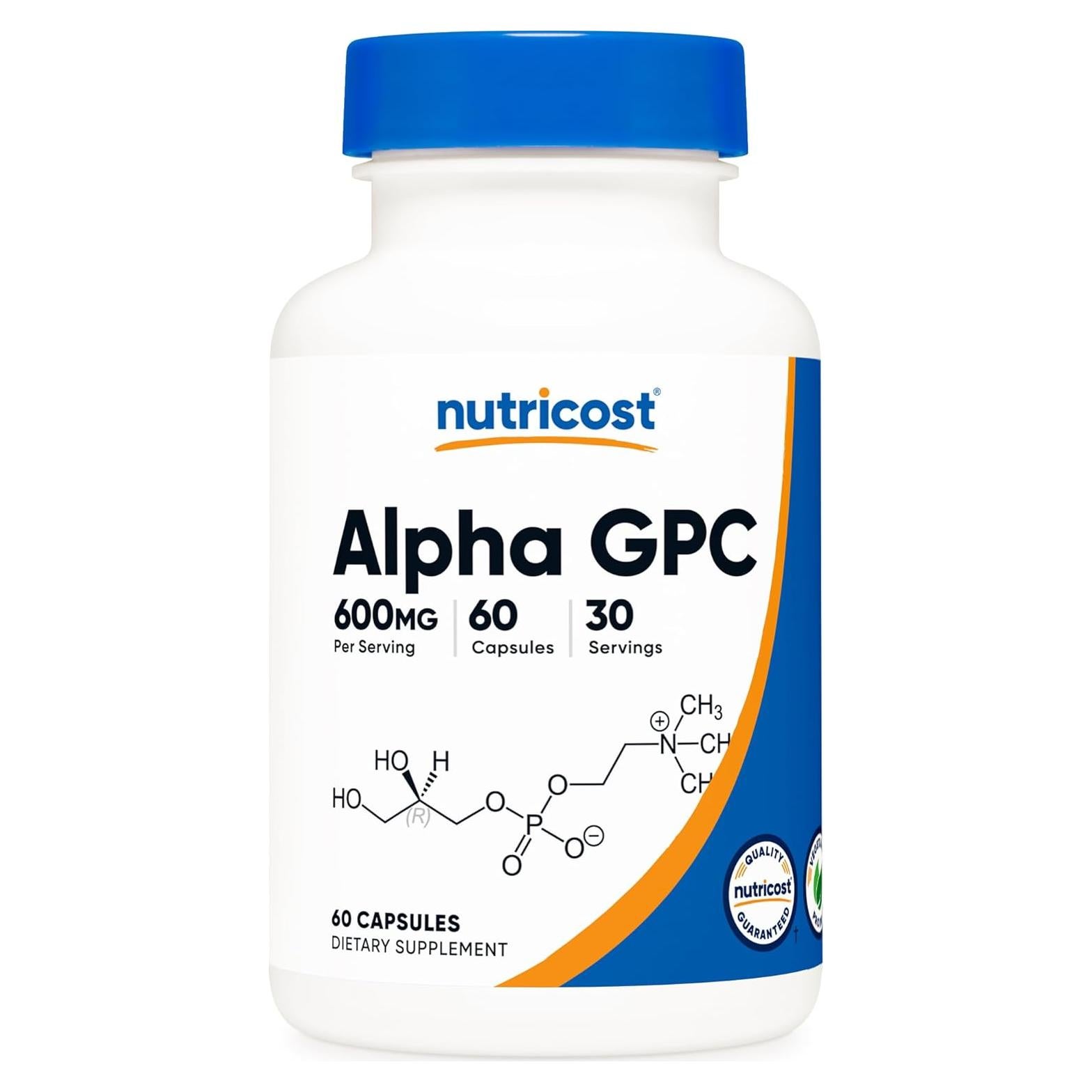 Alpha GPC 600mg Nutricost - 60 Cápsulas Vegetarianas