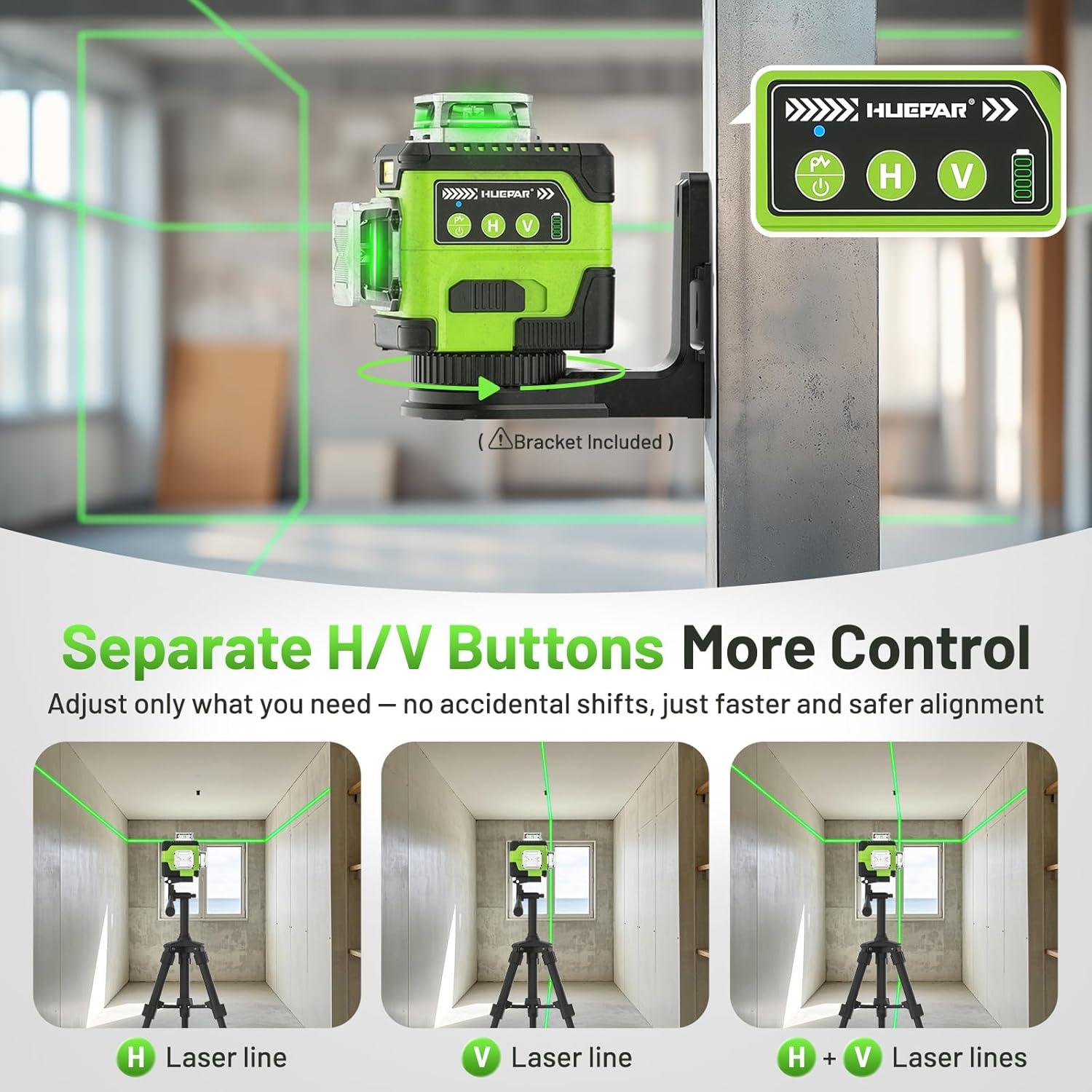 Nivel Láser 360 Huepar Y03CG Autonivelante con Pantalla LCD