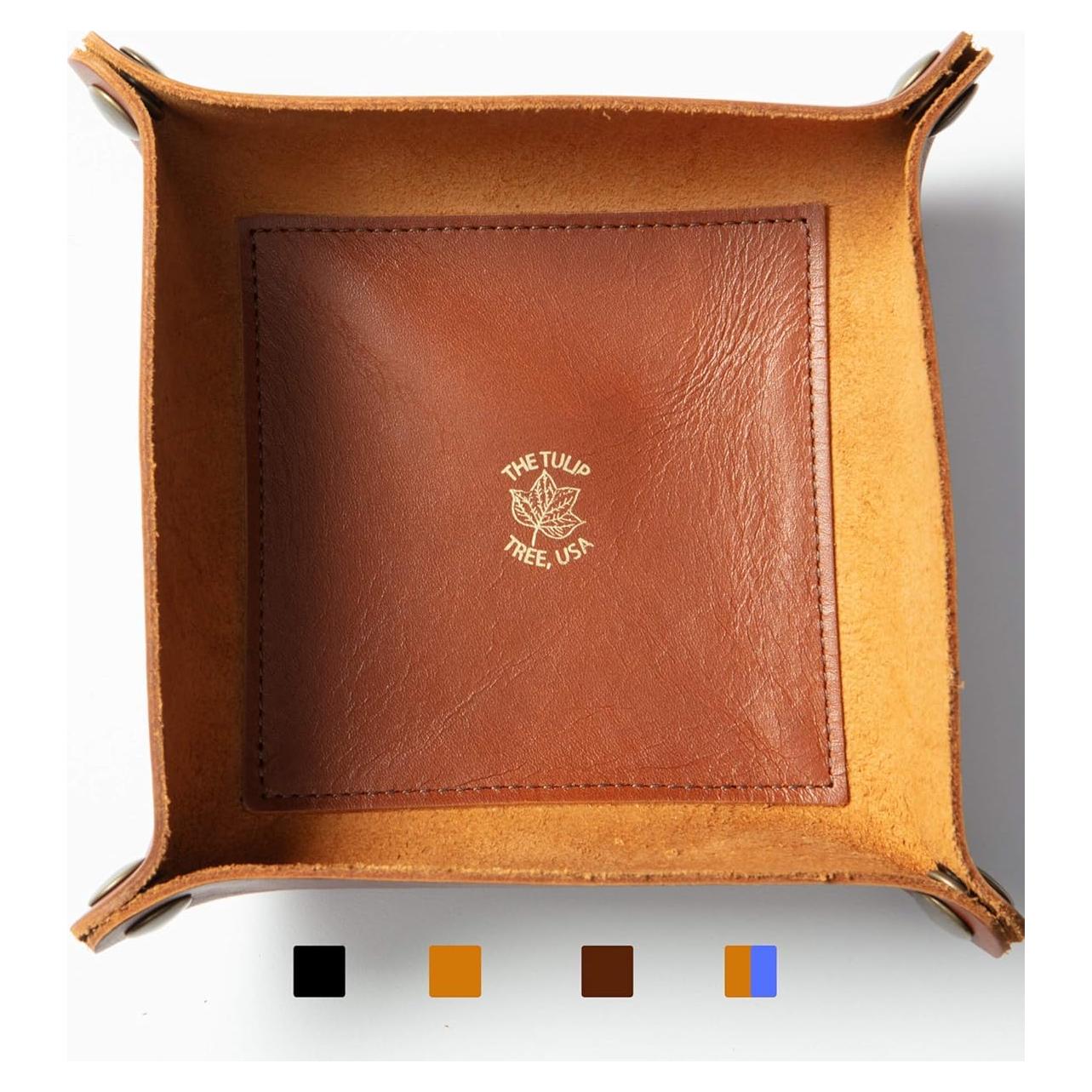 Bandeja de Cuero Premium The Tulip Tree 12.7x12.7cm Castaño