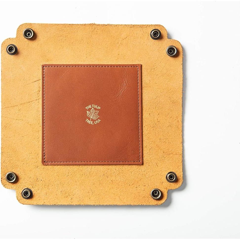 Bandeja de Cuero Premium The Tulip Tree 12.7x12.7cm Castaño
