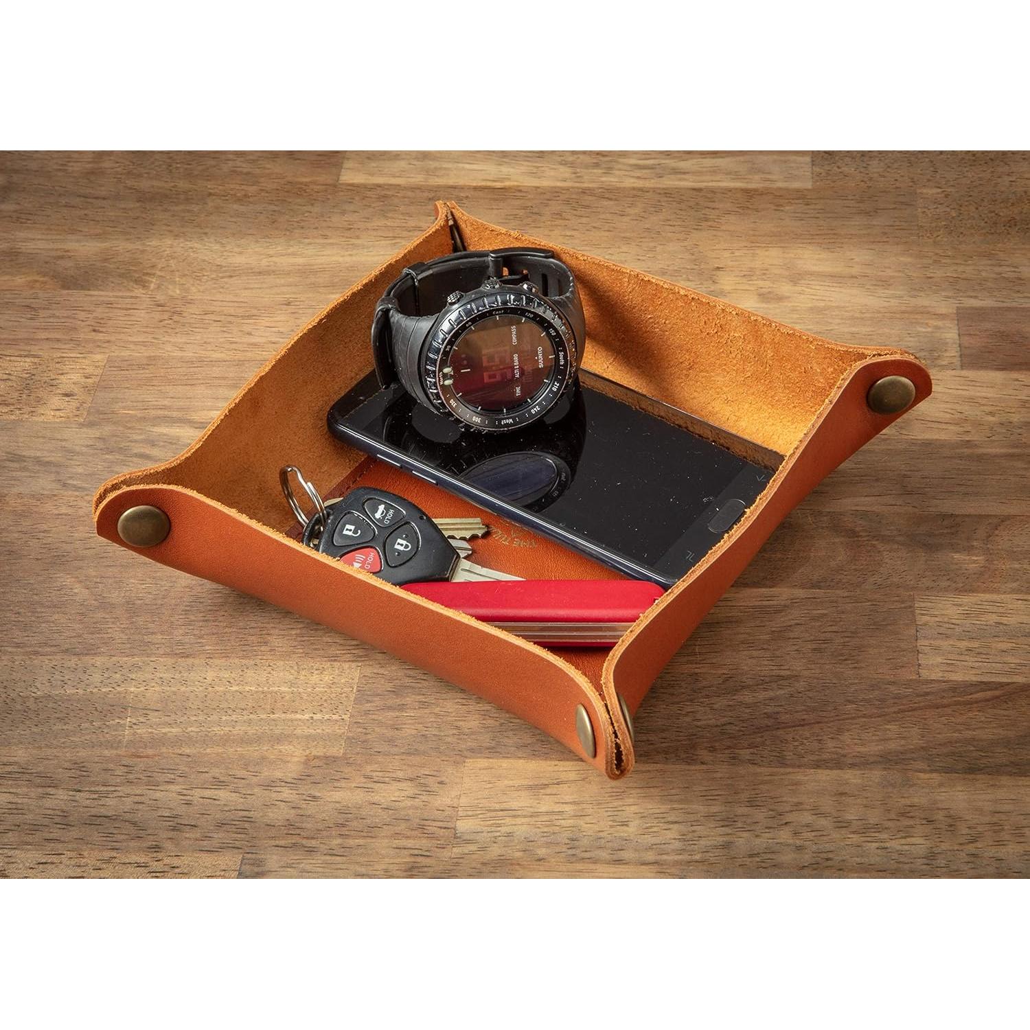 Bandeja de Cuero Premium The Tulip Tree 12.7x12.7cm Castaño