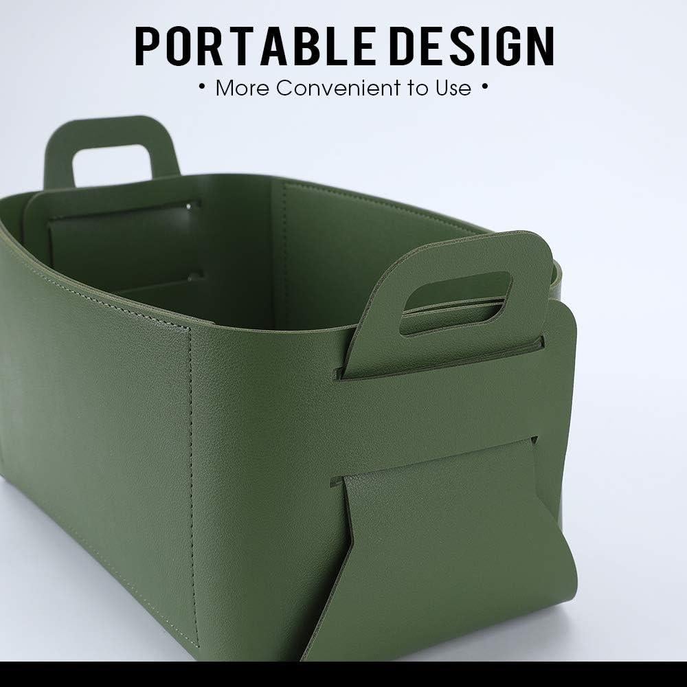 Leather Valet Tray, Jewelry & Catchall Tray, Desktop Storage Organizer, Bedside Caddy for Men - Key Wallet Watch Coin Phone Change, Candy Holder - Convenient for Travel (06 Green 1)