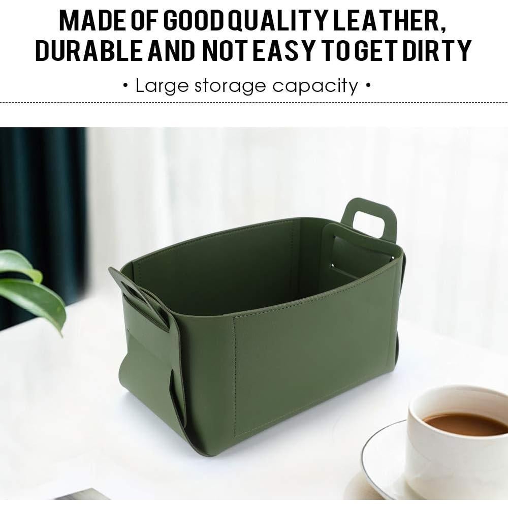 Leather Valet Tray, Jewelry & Catchall Tray, Desktop Storage Organizer, Bedside Caddy for Men - Key Wallet Watch Coin Phone Change, Candy Holder - Convenient for Travel (06 Green 1)