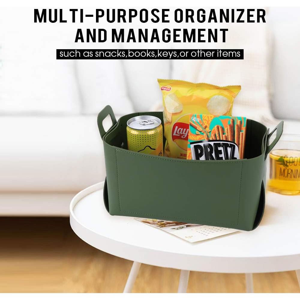 Leather Valet Tray, Jewelry & Catchall Tray, Desktop Storage Organizer, Bedside Caddy for Men - Key Wallet Watch Coin Phone Change, Candy Holder - Convenient for Travel (06 Green 1)