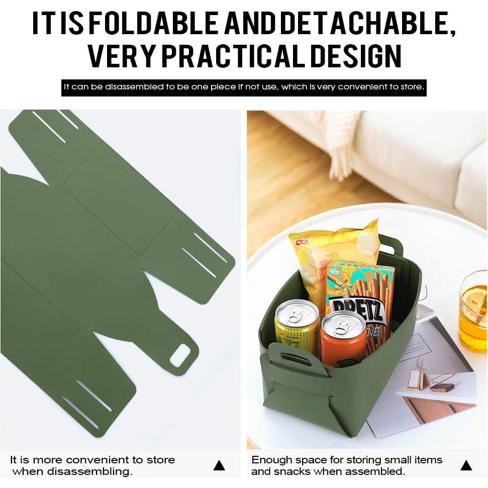 Leather Valet Tray, Jewelry & Catchall Tray, Desktop Storage Organizer, Bedside Caddy for Men - Key Wallet Watch Coin Phone Change, Candy Holder - Convenient for Travel (06 Green 1)