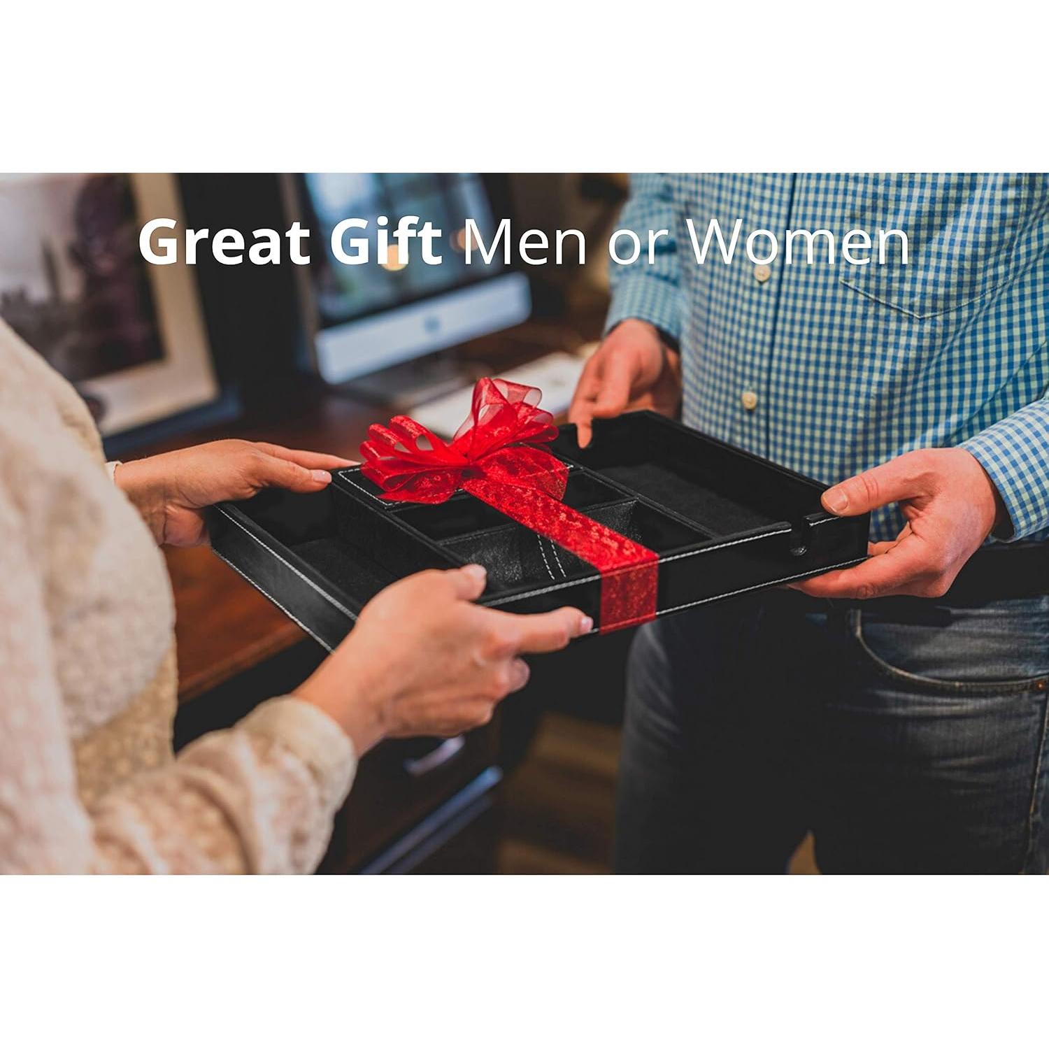 Bandeja de Valet ULTRAY de Cuero Sintético Negra, 6 Compartimentos