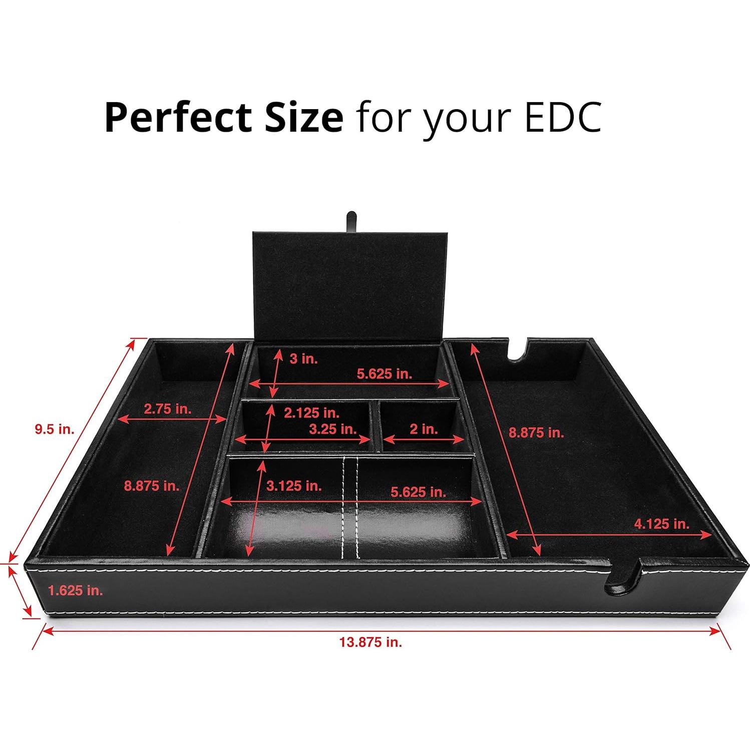 Bandeja de Valet ULTRAY de Cuero Sintético Negra, 6 Compartimentos