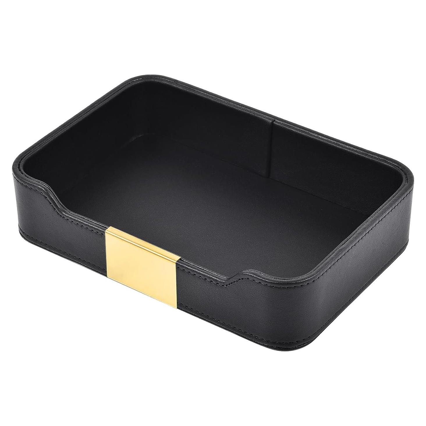 Bandeja de Almacenamiento de Cuero XNONE Negra 21.6x14.5 cm