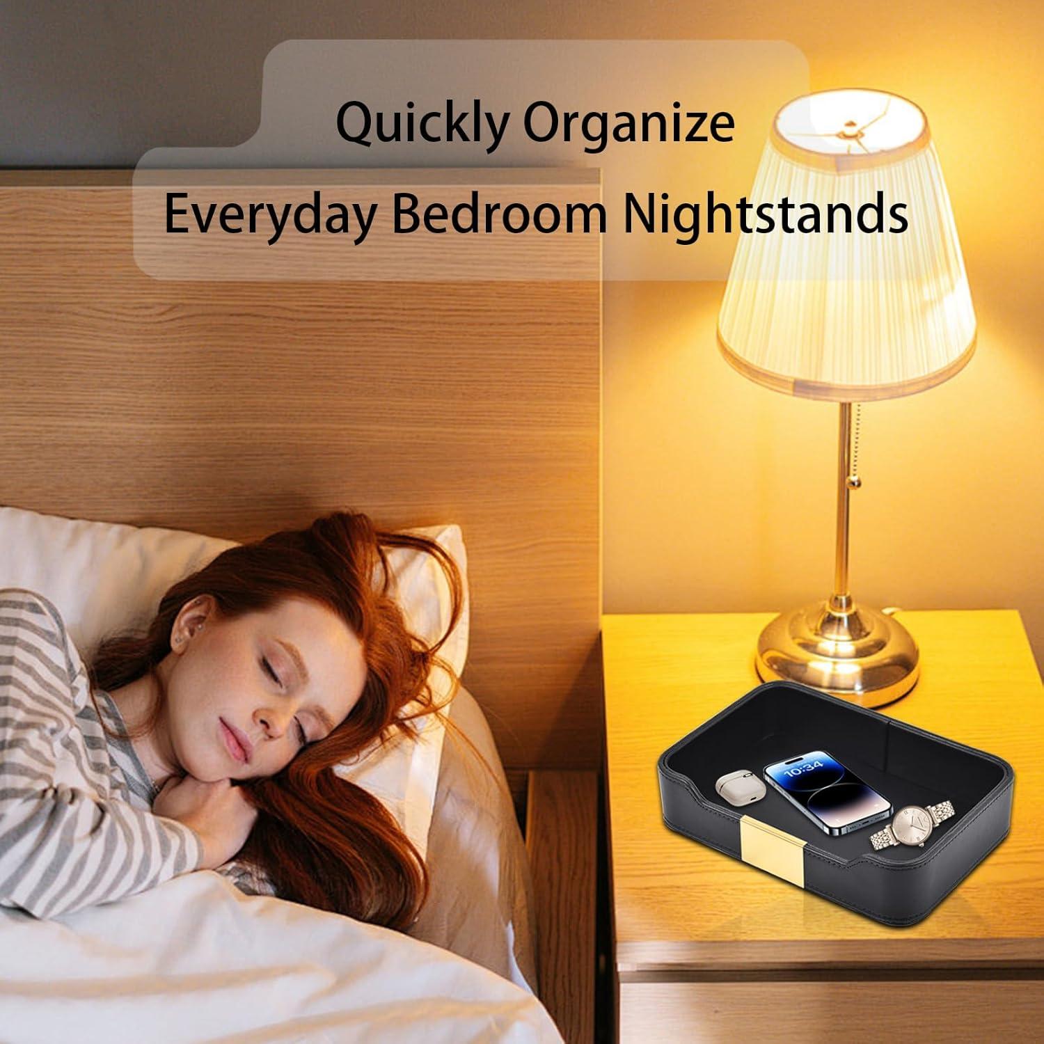 Bandeja de Almacenamiento de Cuero XNONE Negra 21.6x14.5 cm