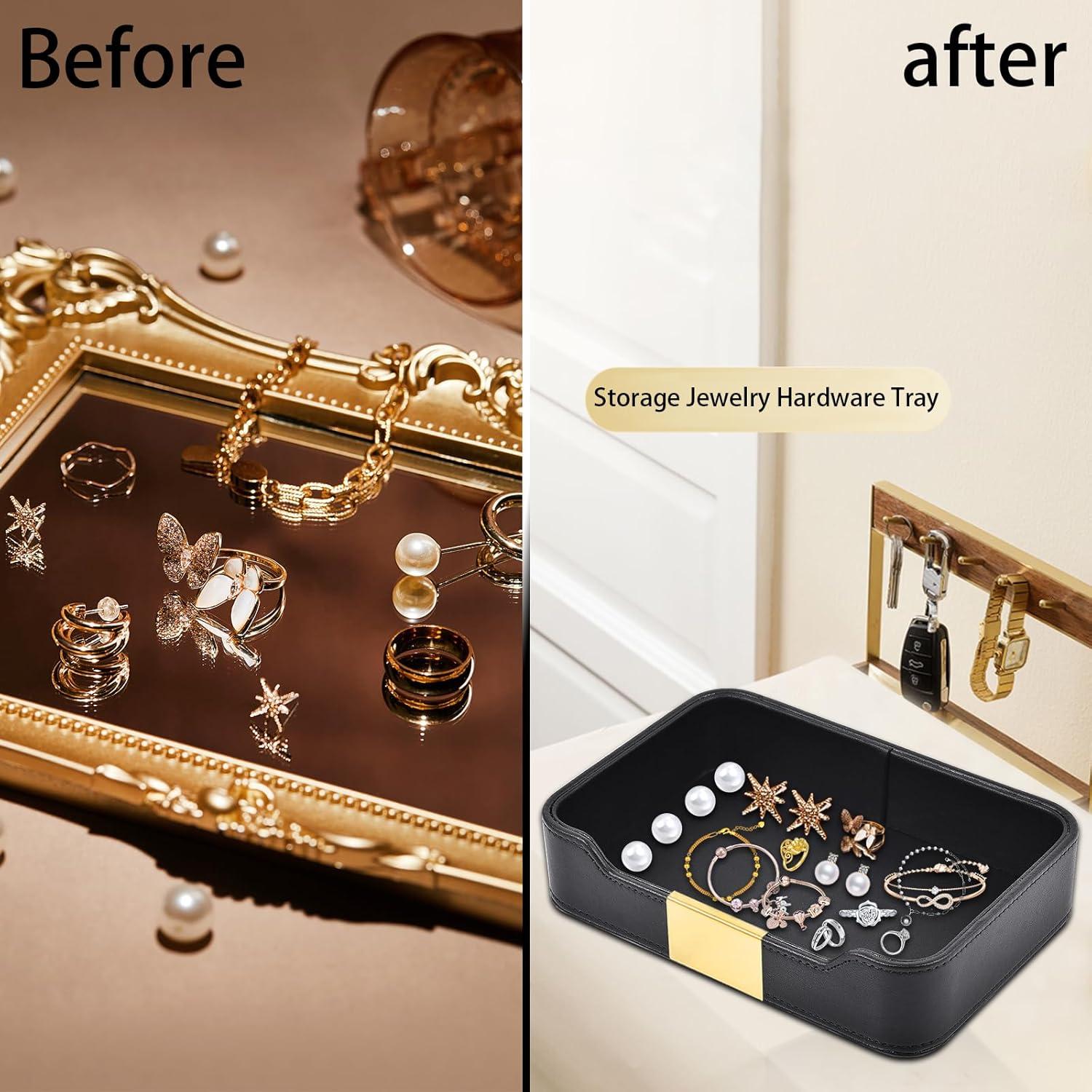 Bandeja de Almacenamiento de Cuero XNONE Negra 21.6x14.5 cm