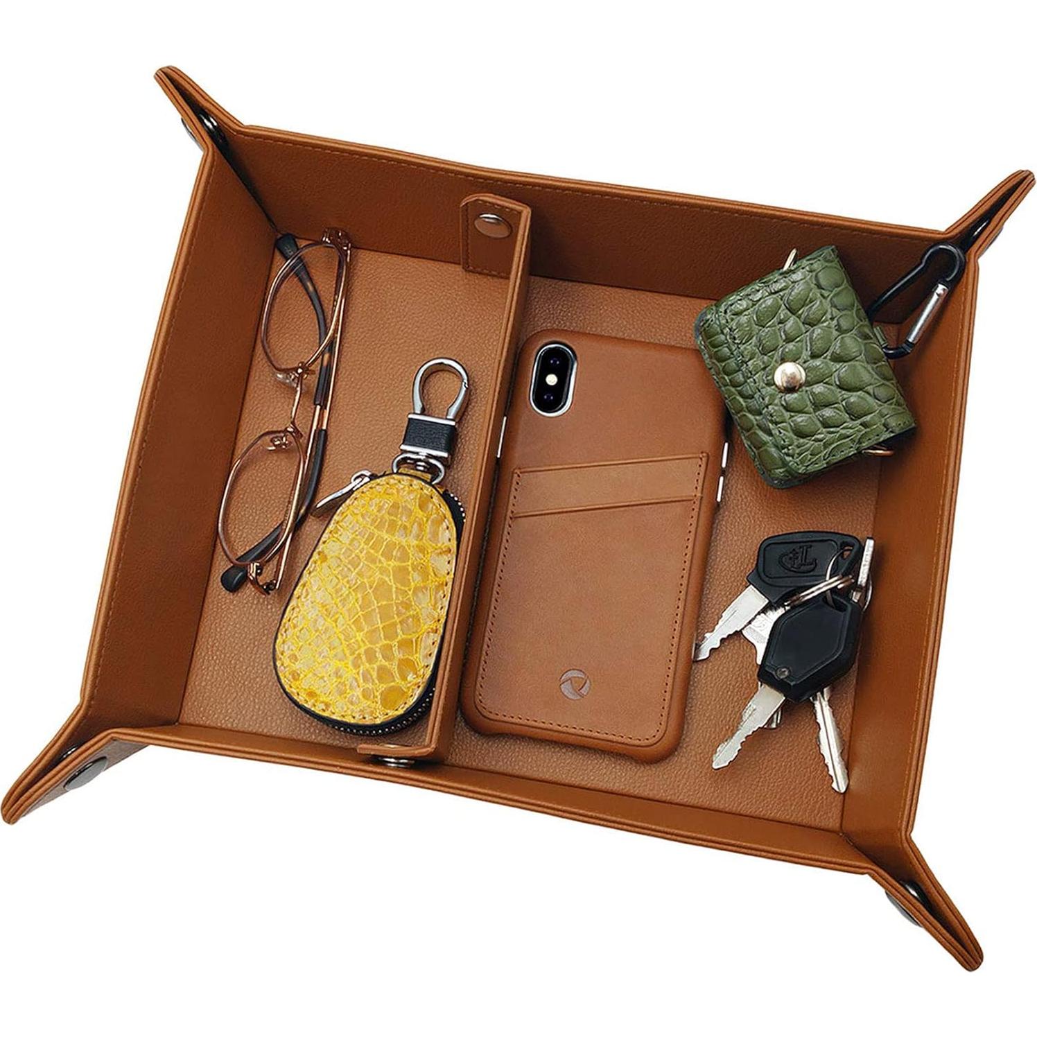 Bandeja de Cuero Vegano LUCKYCOIN 25x20 cm Organizador EDC