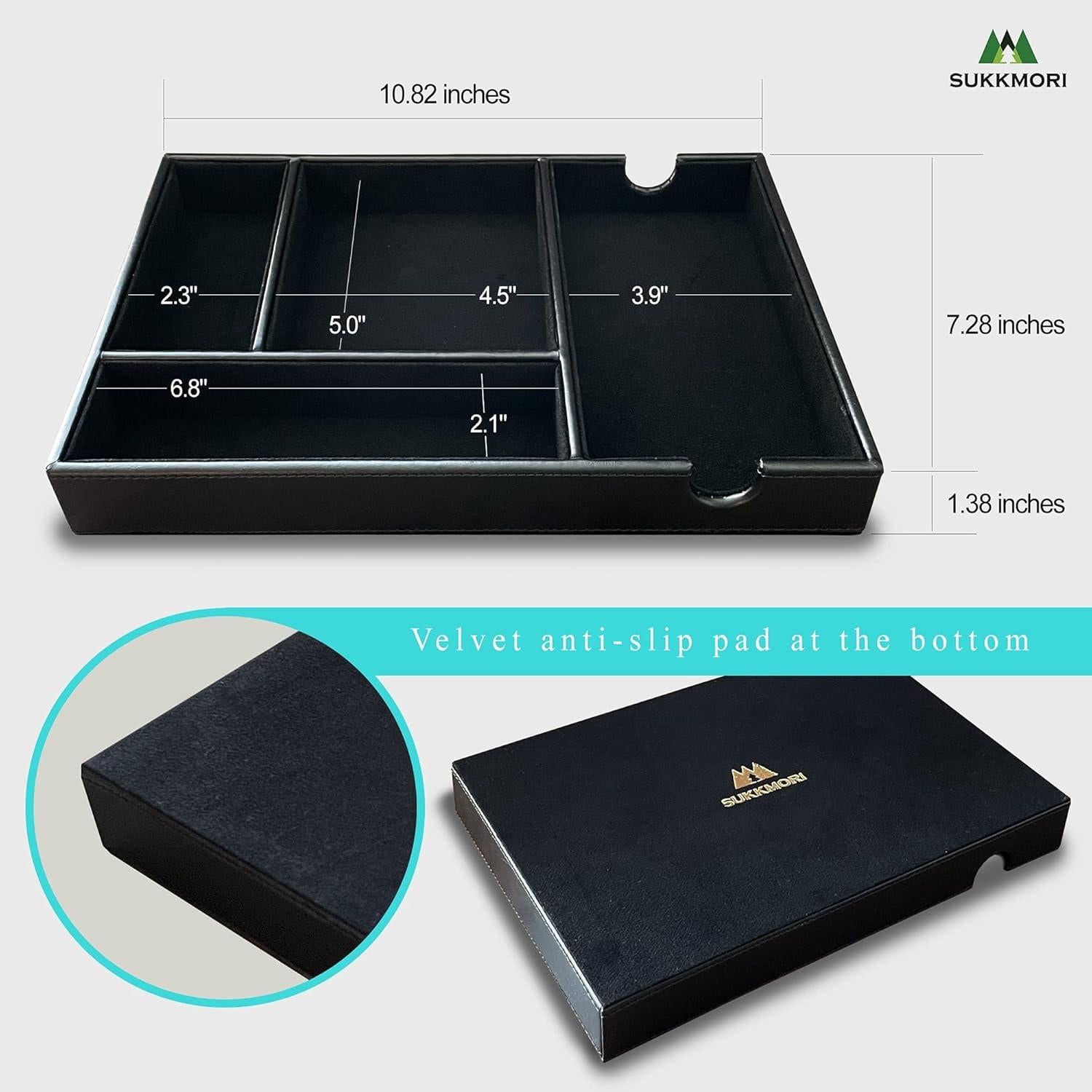 Bandeja de Valet SUKKMORI de Cuero PU con 4 Compartimentos