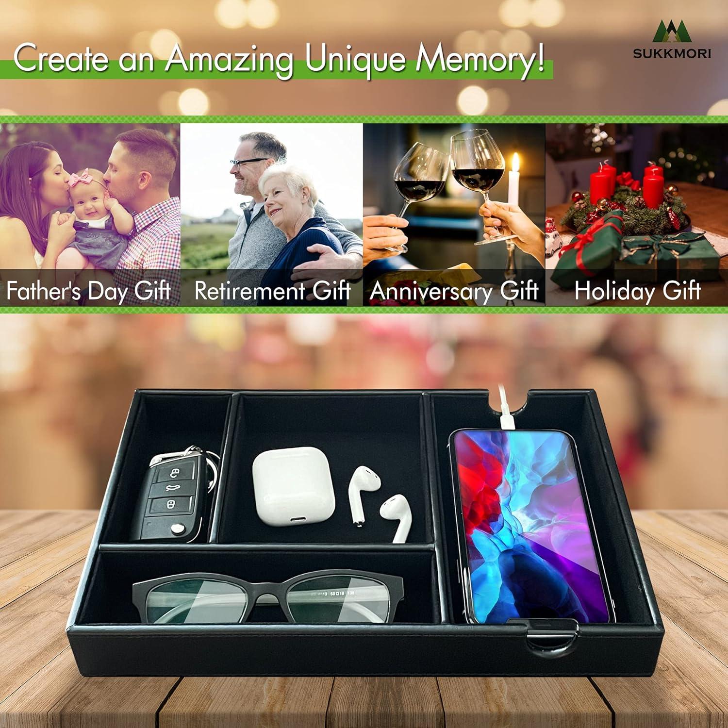 Bandeja de Valet SUKKMORI de Cuero PU con 4 Compartimentos