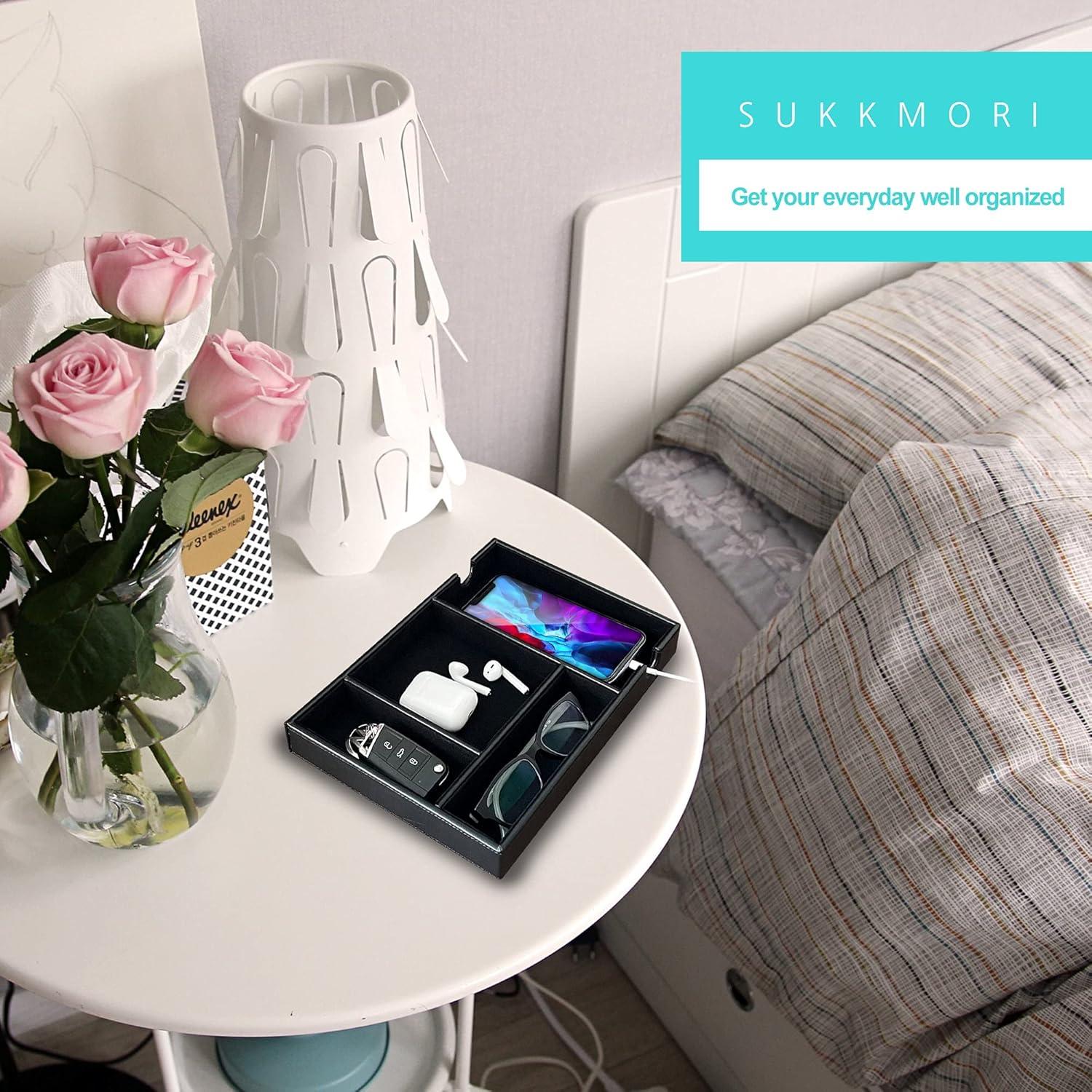 Bandeja de Valet SUKKMORI de Cuero PU con 4 Compartimentos