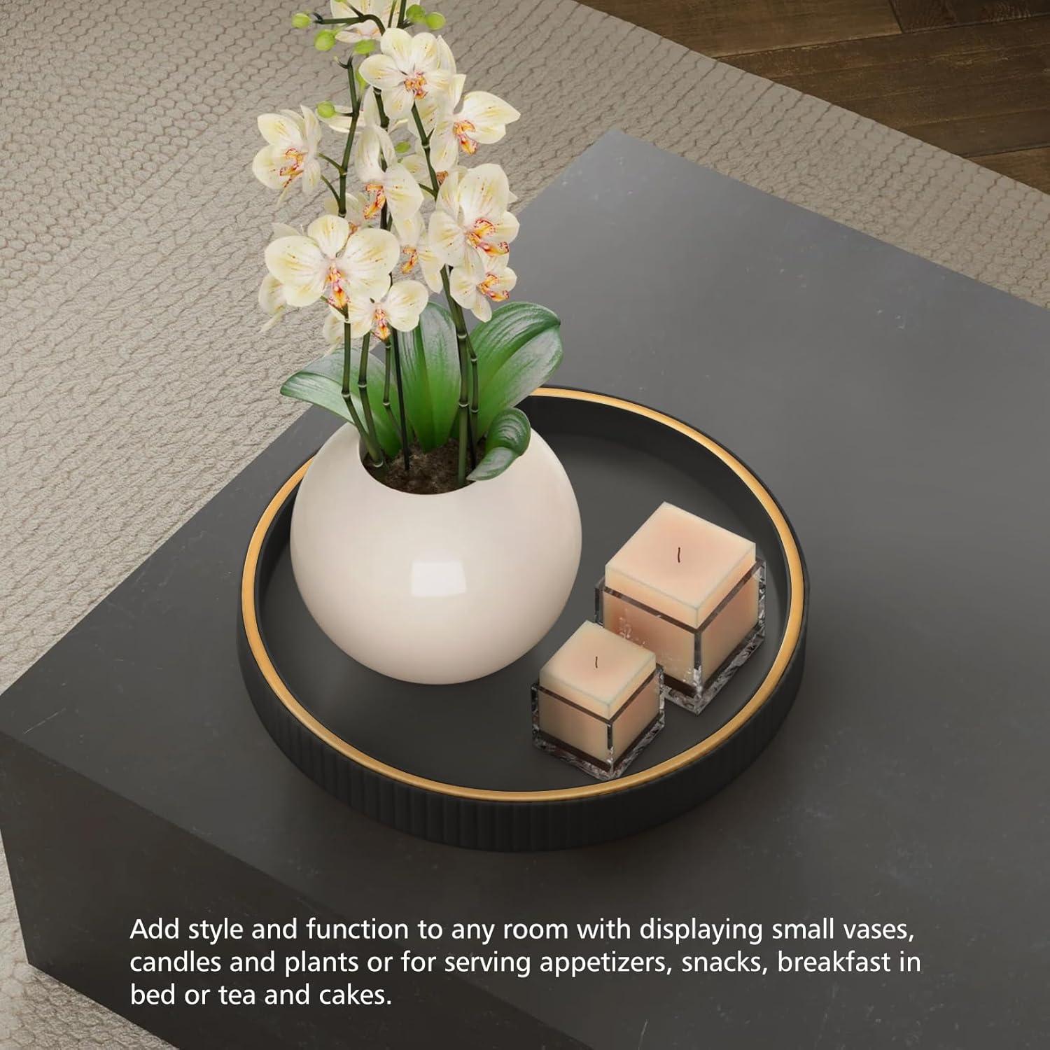 Organizador de Escritorio de Cuero SANZIE Redondo Negro 25.4 cm