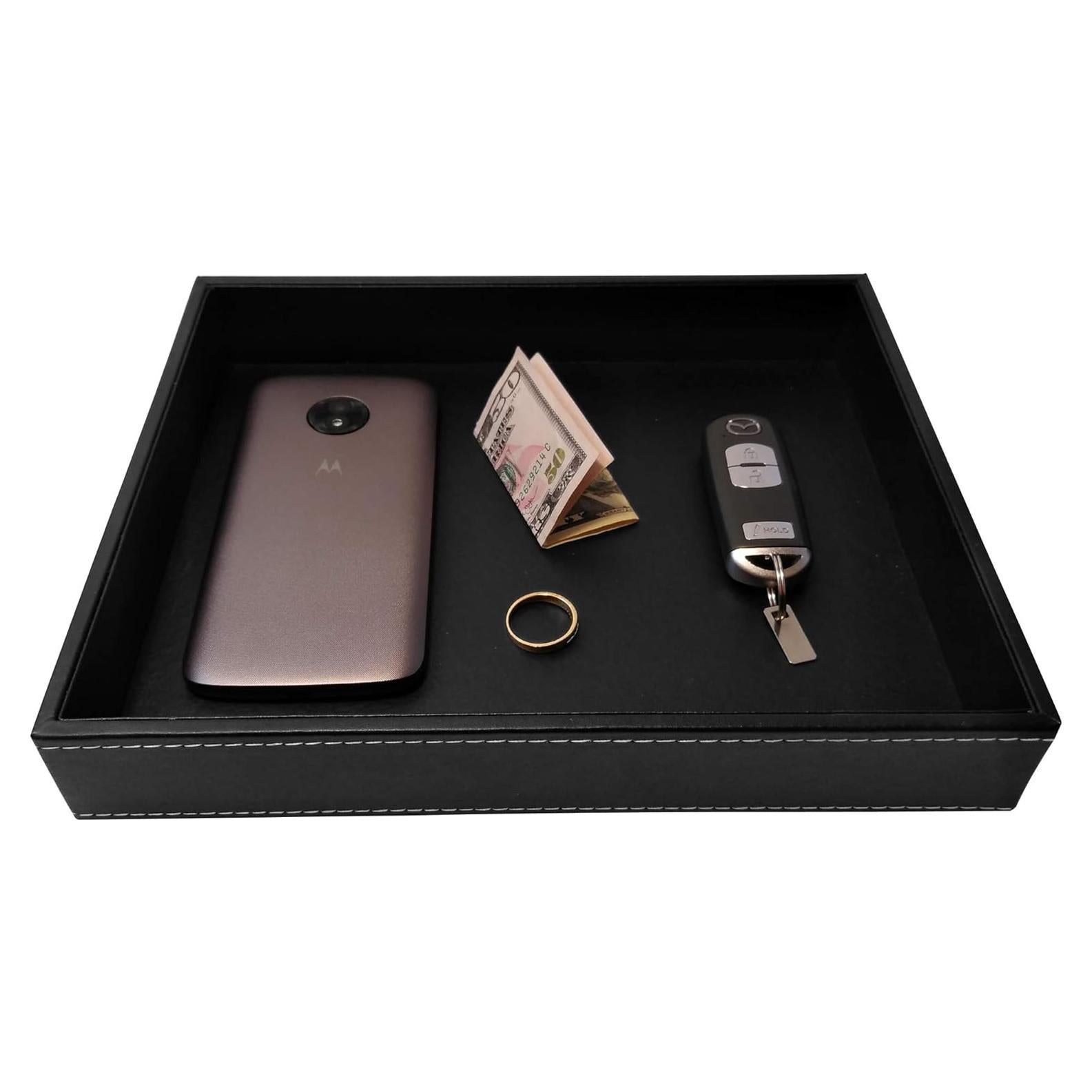 Bandeja de Valet ULTRAY de Cuero Sintético Negro 26.2x21.1 cm