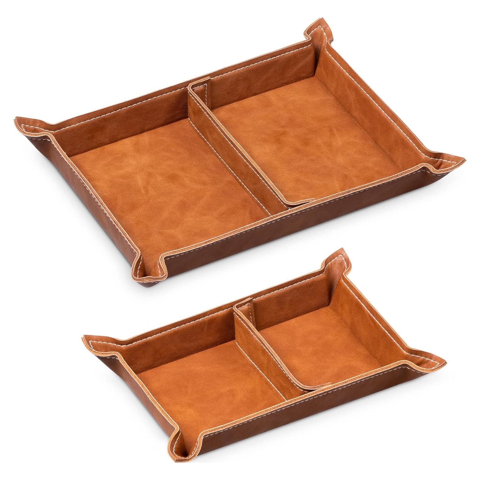 Conjunto de Bandejas Organizadoras Navaris - Cuero Sintético Marrón