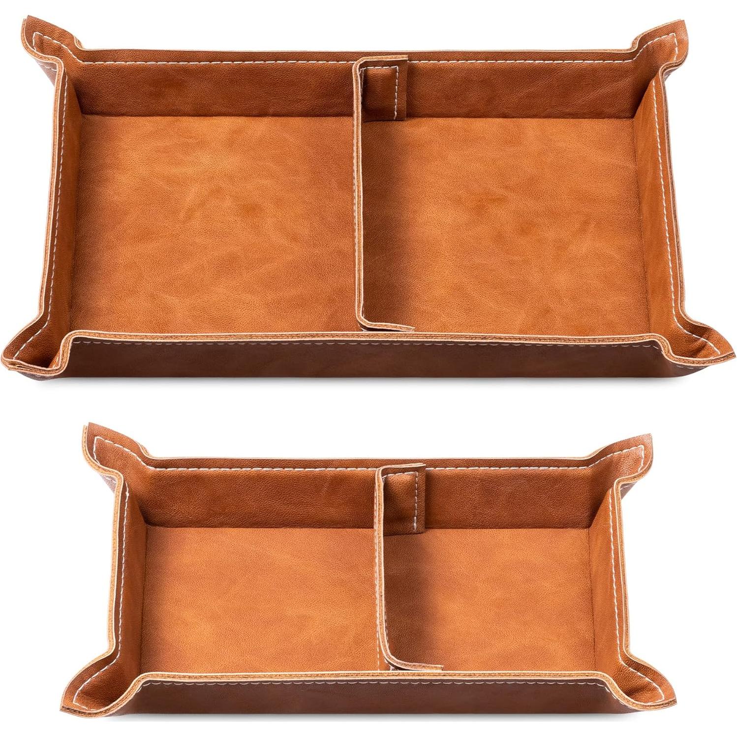 Conjunto de Bandejas Organizadoras Navaris - Cuero Sintético Marrón