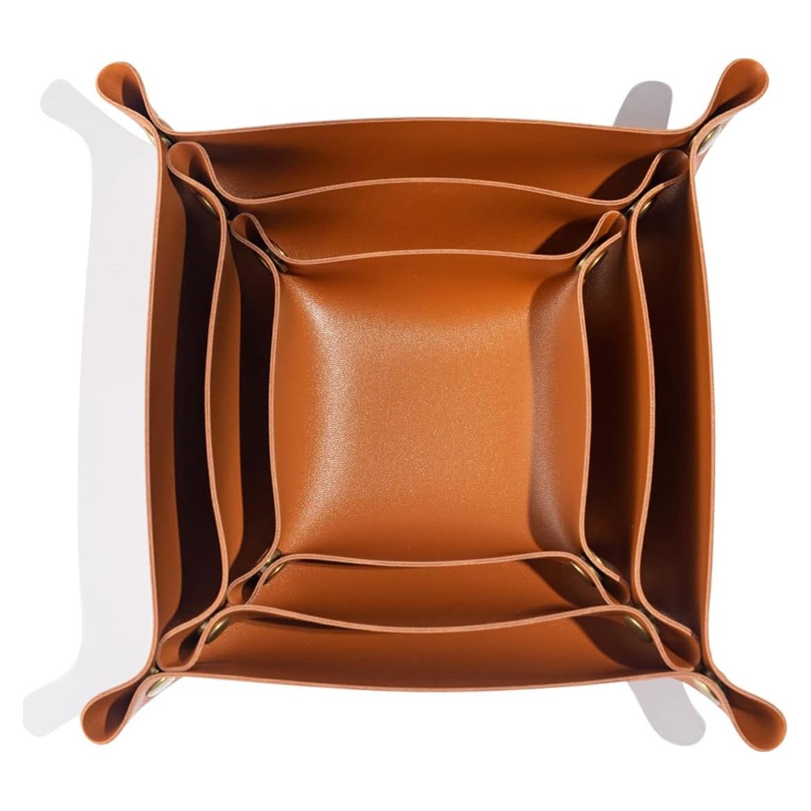 3 Packs Bandeja de Cuero PU Tskijun Organizador Vintage Marrón