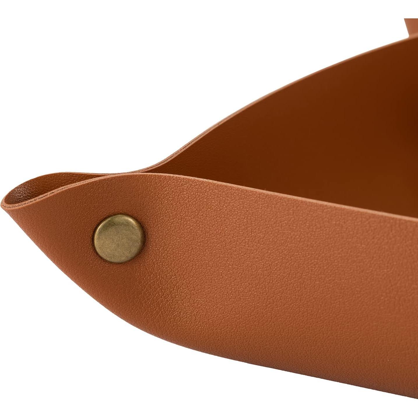 3 Packs Bandeja de Cuero PU Tskijun Organizador Vintage Marrón