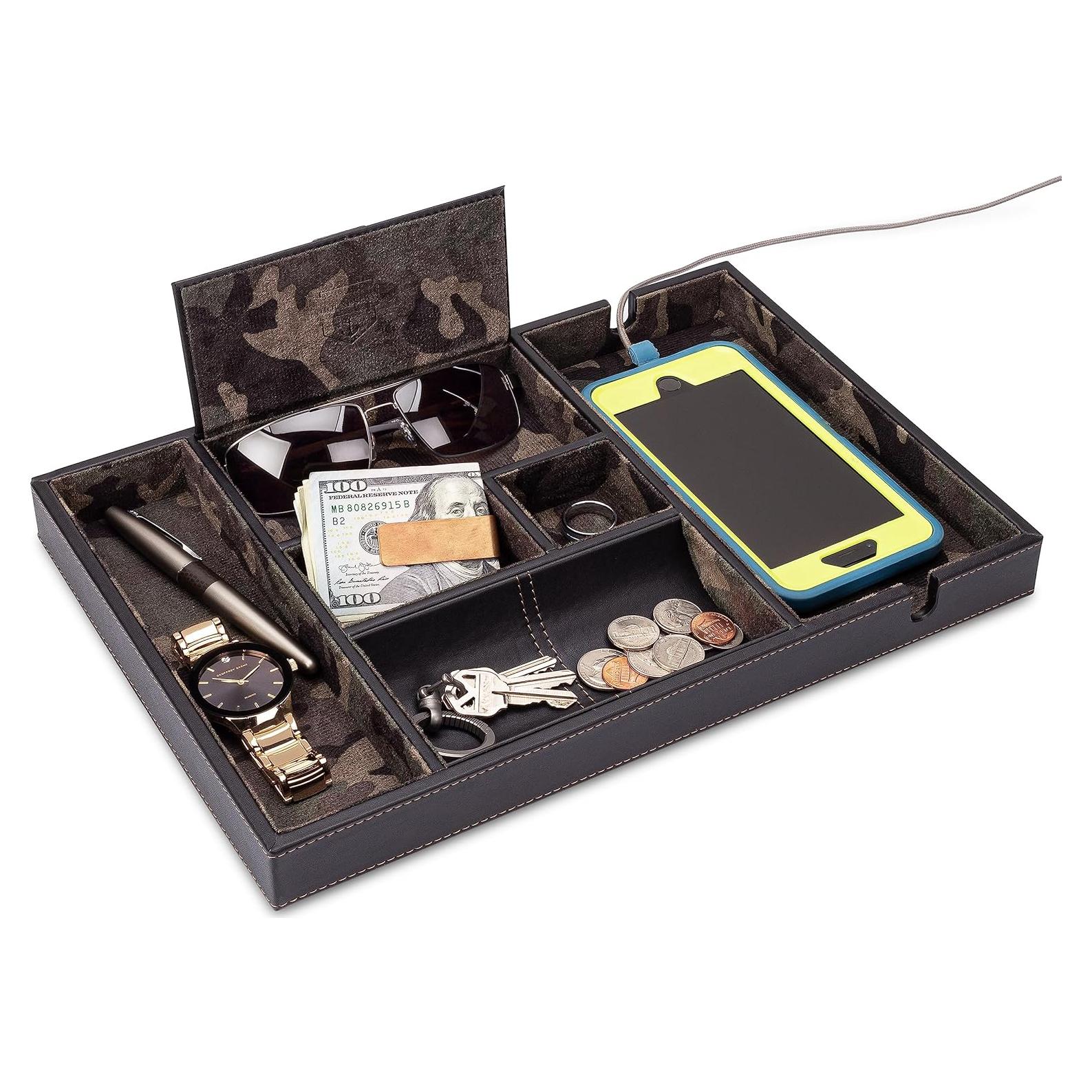 Bandeja de Valet HOUNDSBAY Camo Woodland de Cuero Sintético