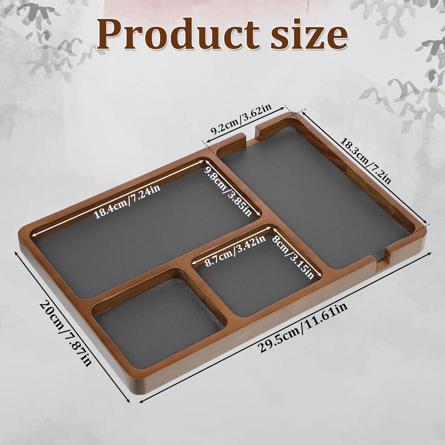 Bandeja de Valet de Madera de Sándalo Negra 29.5x20cm