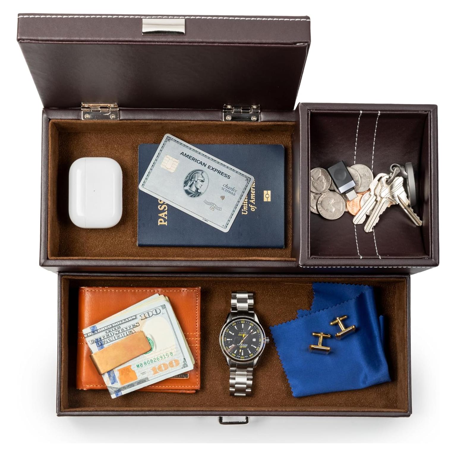 Bandeja de Valet HOUNDSBAY para Hombres - Organizador de Mesita de Noche