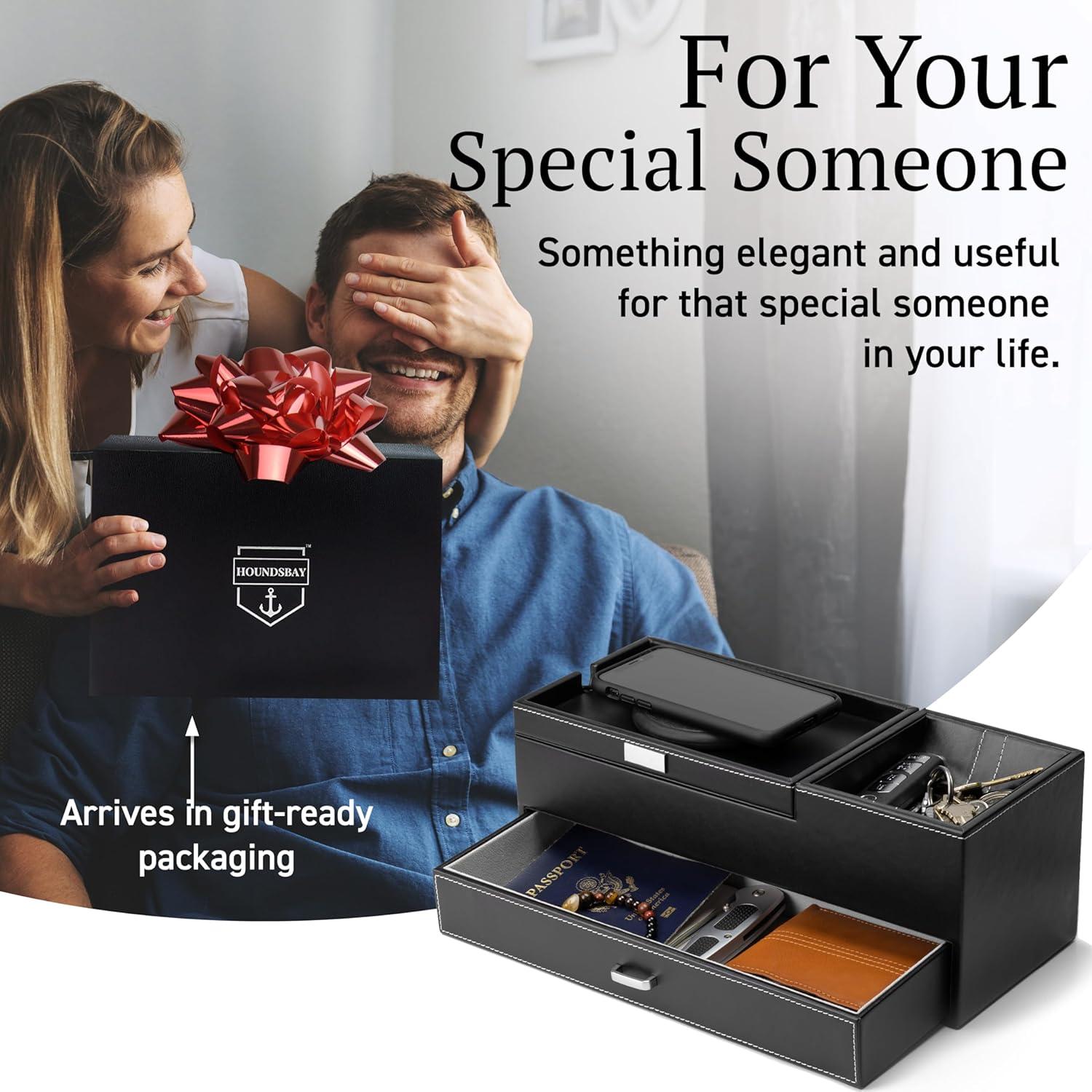 Bandeja de Valet HOUNDSBAY para Hombres - Organizador de Mesita de Noche