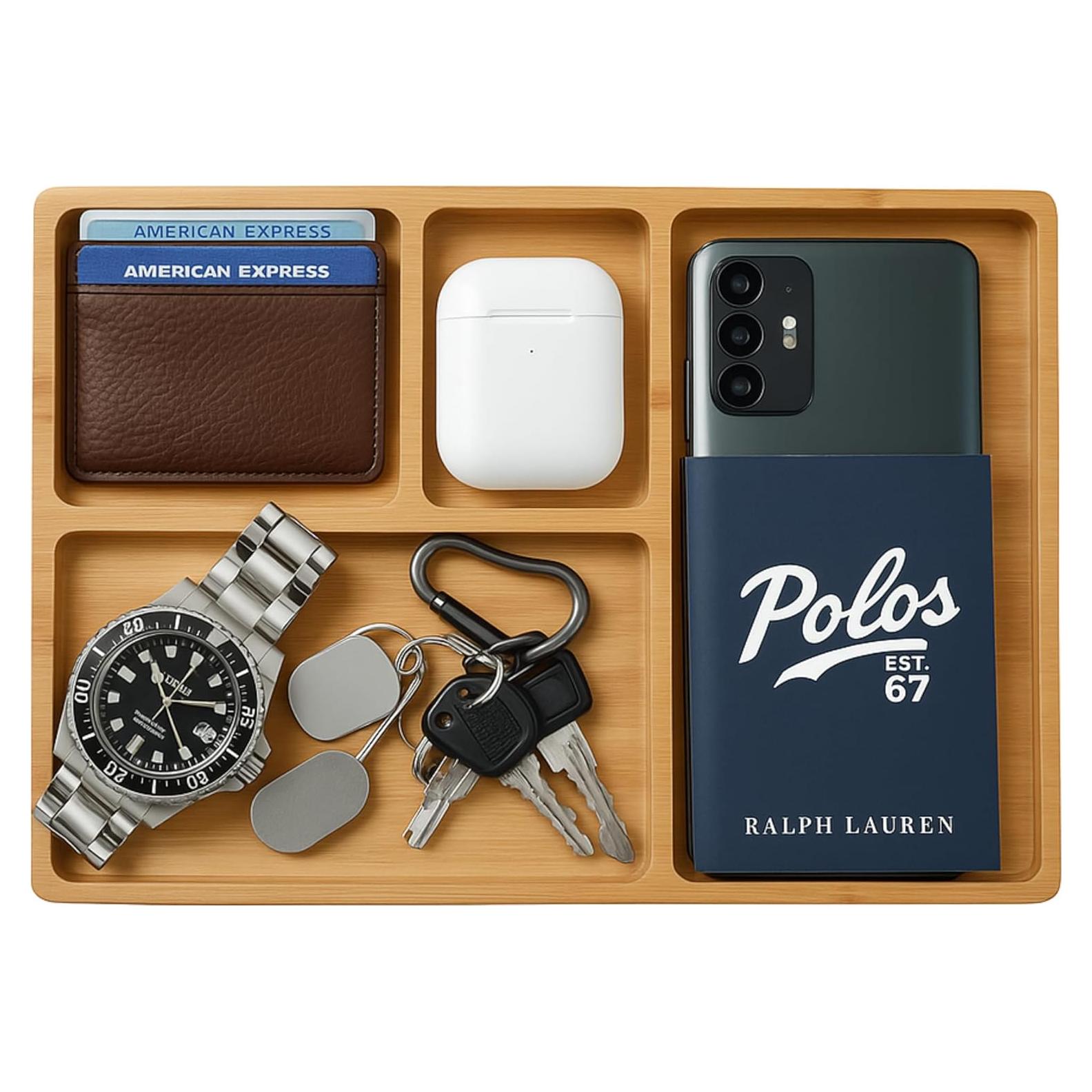 Bandeja de Madera de Bambú YELLOW LOTUS para Hombres 30x16cm