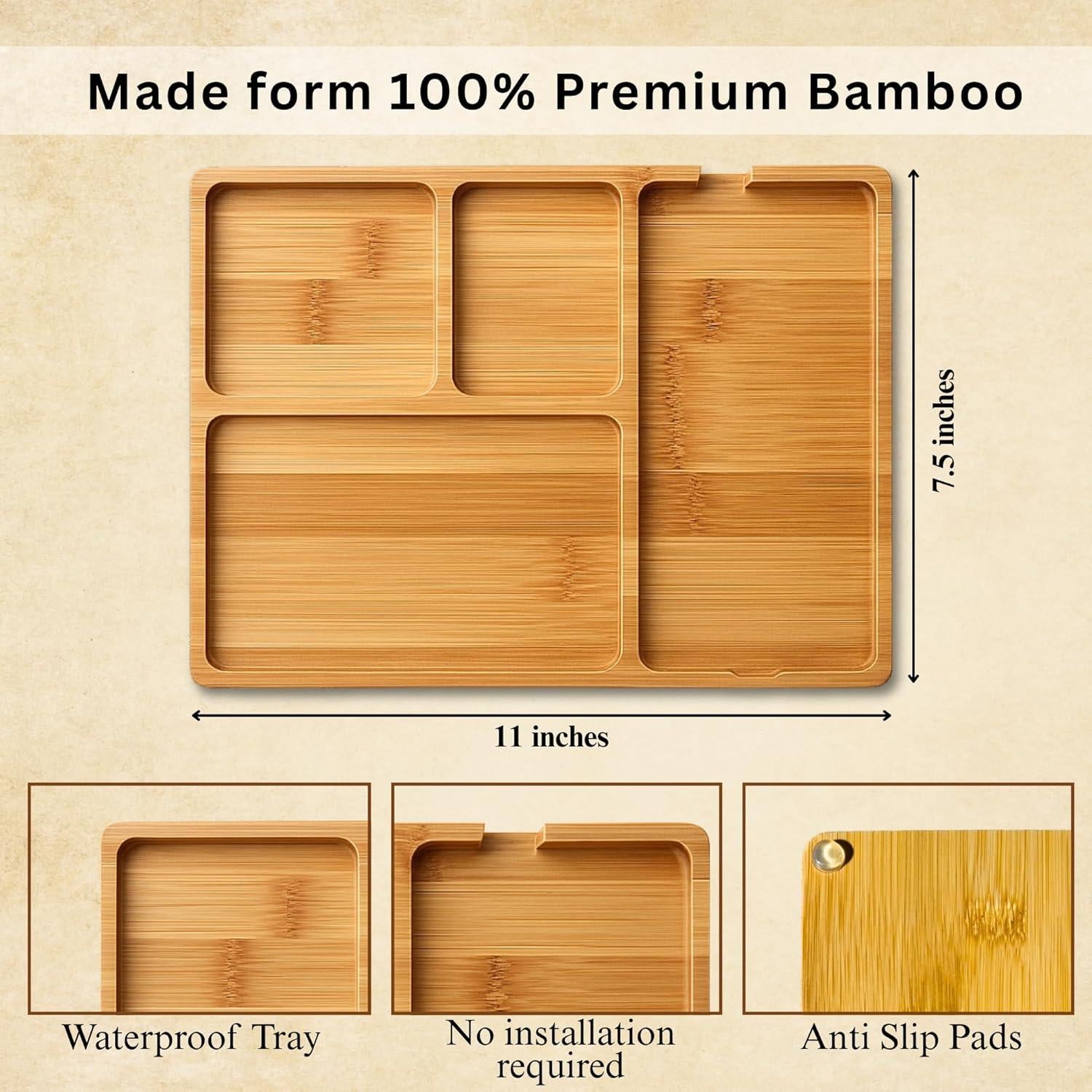 Bandeja de Madera de Bambú YELLOW LOTUS para Hombres 30x16cm