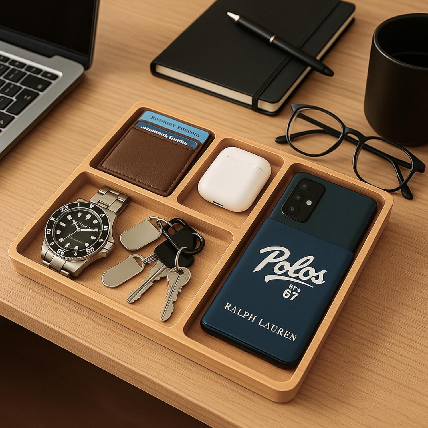 Bandeja de Madera de Bambú YELLOW LOTUS para Hombres 30x16cm