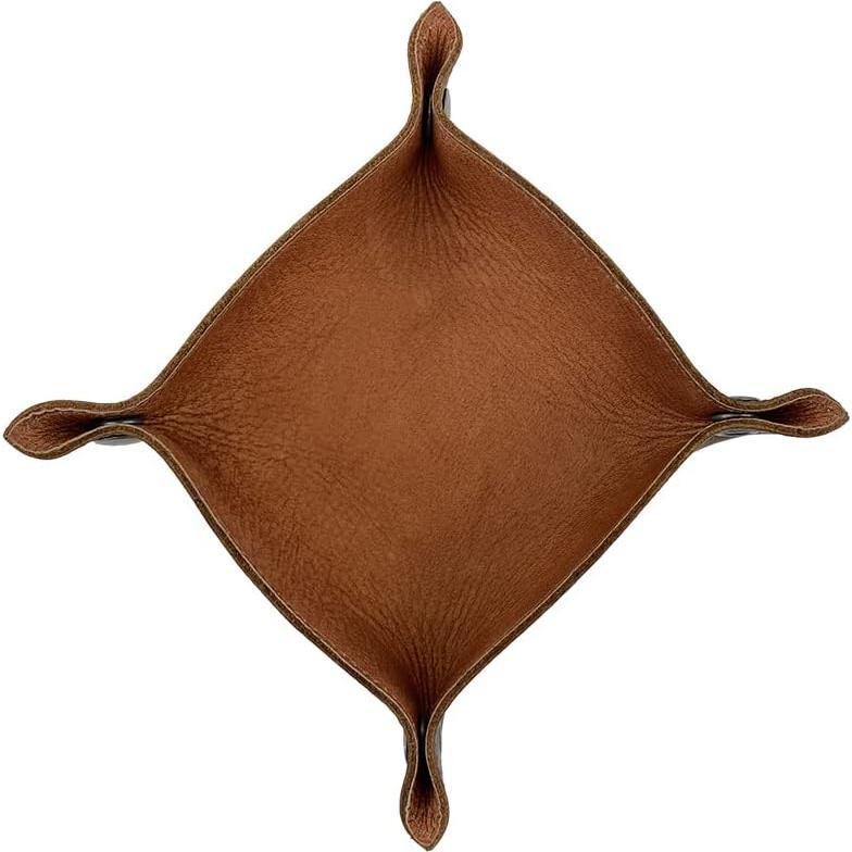 Bandeja de Cambio Hide & Drink Cuero Canela Hecha a Mano