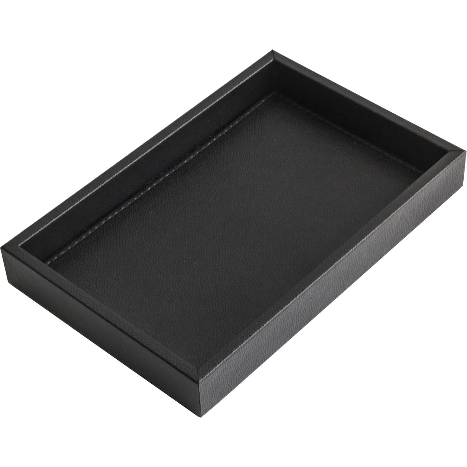 Bandeja de Cuero Sintético MOENA - Organizador Elegante Negro Mate