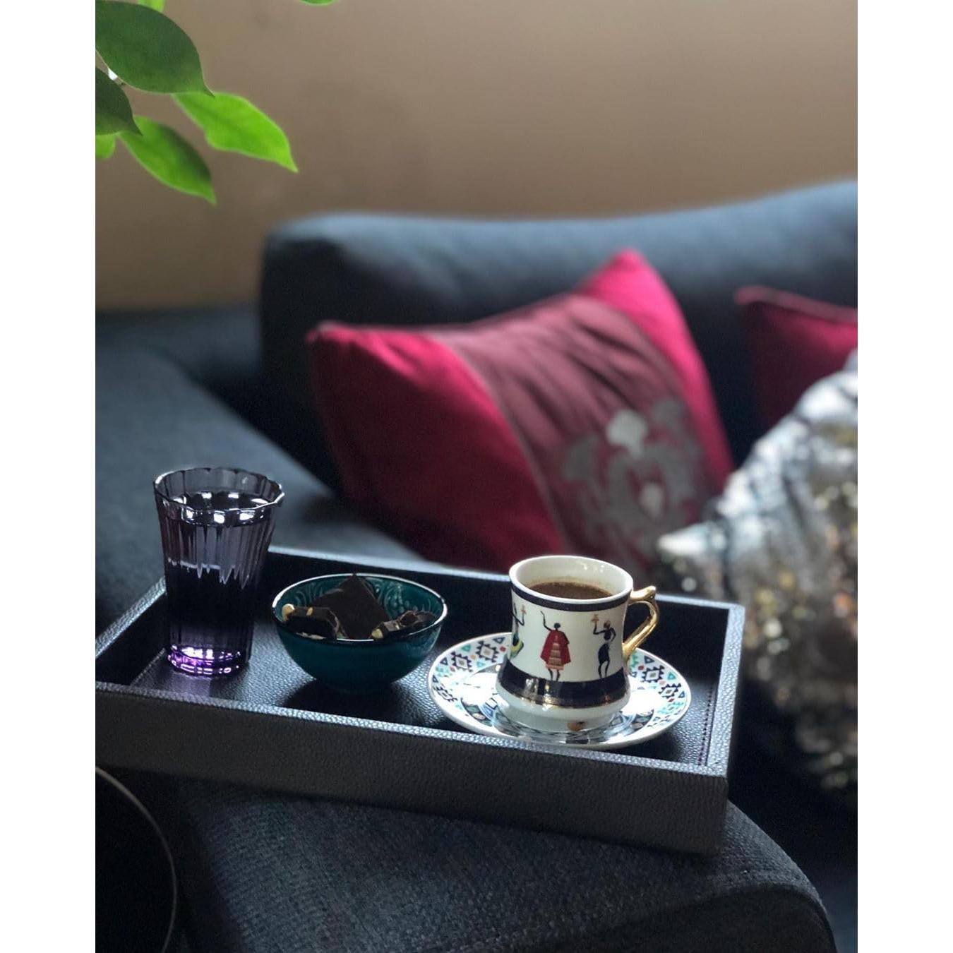 Bandeja de Cuero Sintético MOENA - Organizador Elegante Negro Mate