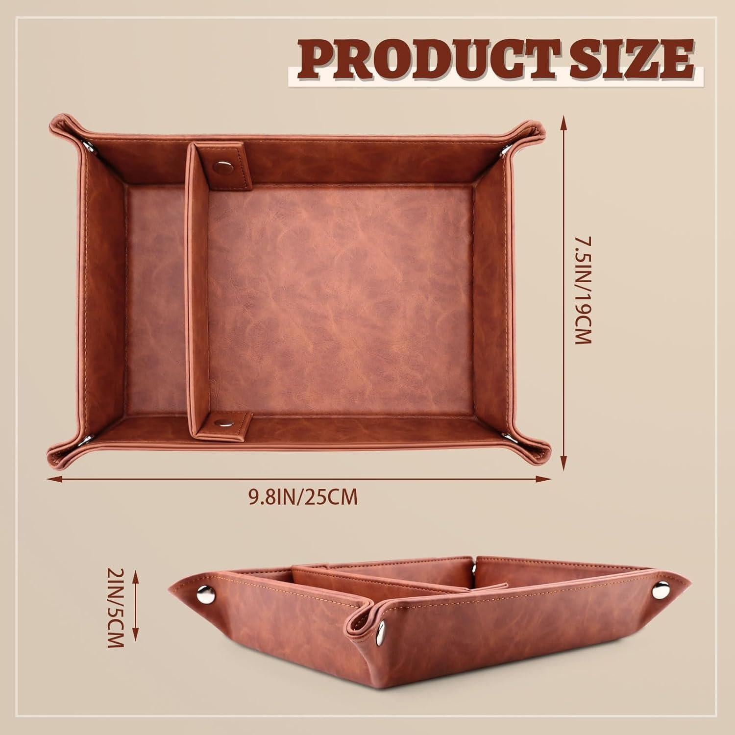 Bandeja de Cuero Diakey Plegable 2 Compartimentos Marrón