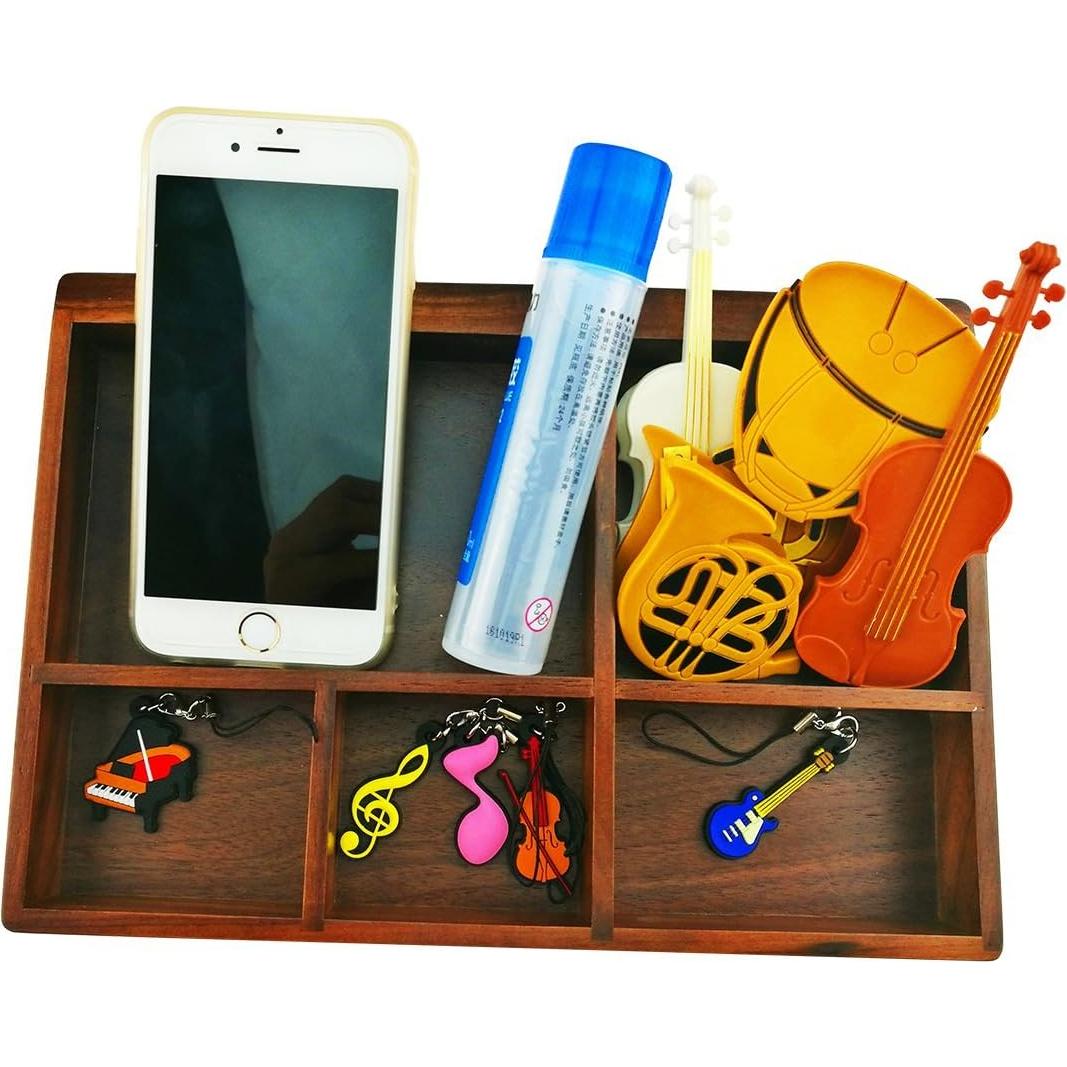 Organizador de Bandeja de Madera Winterworm 5 Compartimentos Negro