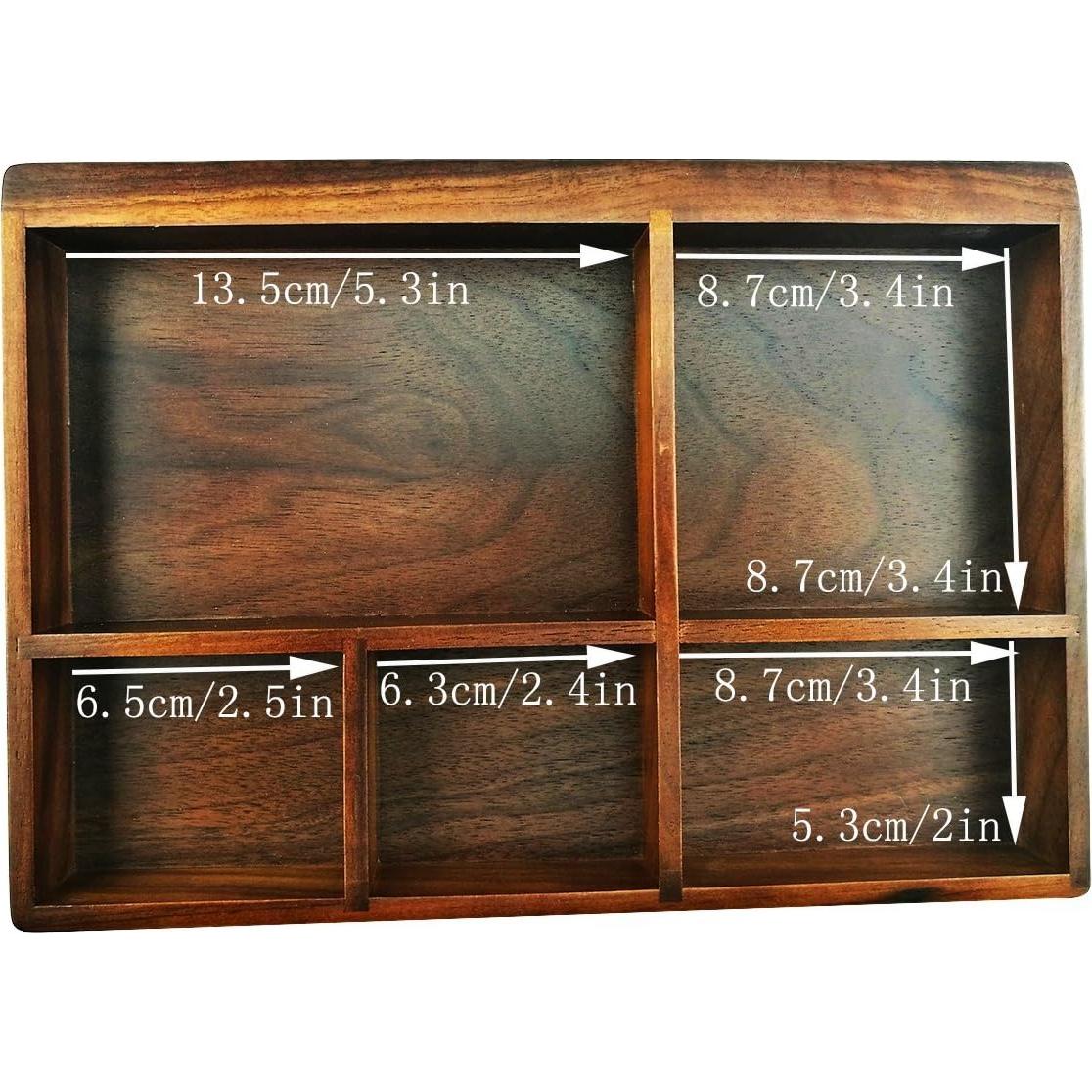 Organizador de Bandeja de Madera Winterworm 5 Compartimentos Negro