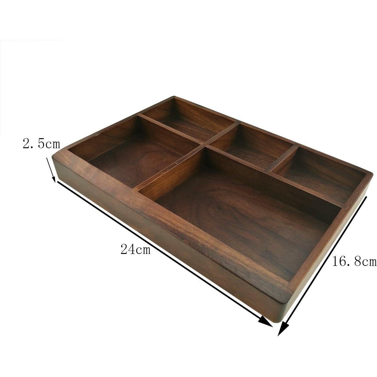 Organizador de Bandeja de Madera Winterworm 5 Compartimentos Negro