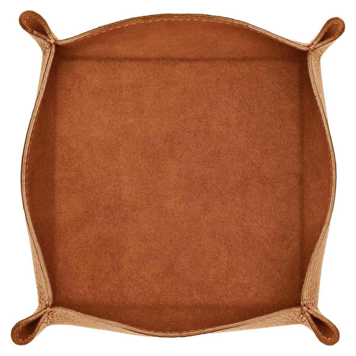 Organizador de bandeja de cuero Maruse italiano, 20x19cm, color cuerda